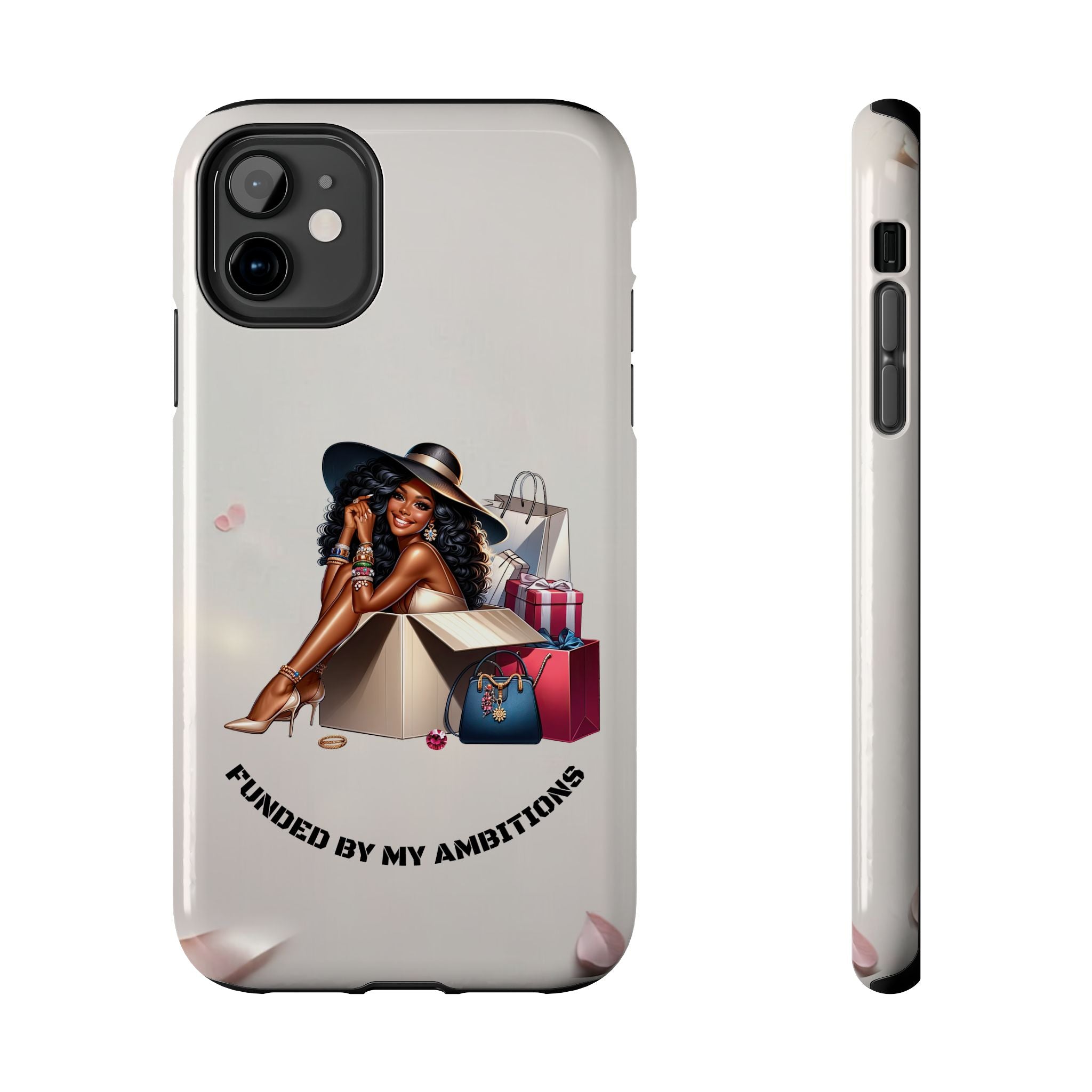 Chic Shopper Tough Phone Case — Stylish Black Woman with Shopping Bags