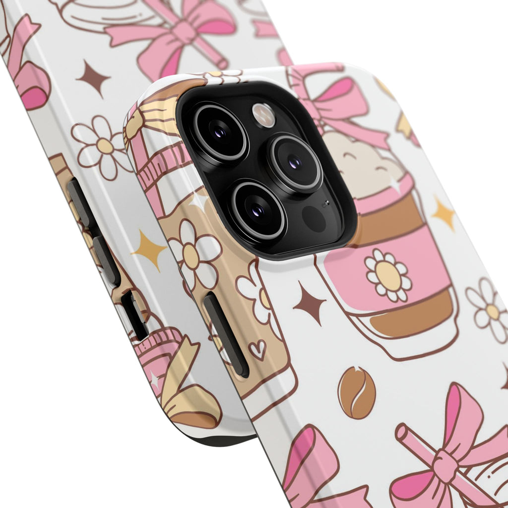 Cute Pink Coffee & Latte Pattern Impact Phone Case
