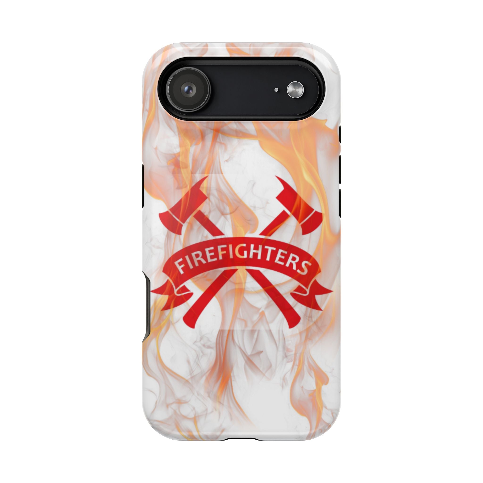Firefighters Magnetic Impact-Resistant Phone Case — Flame Design with Maltese Cross