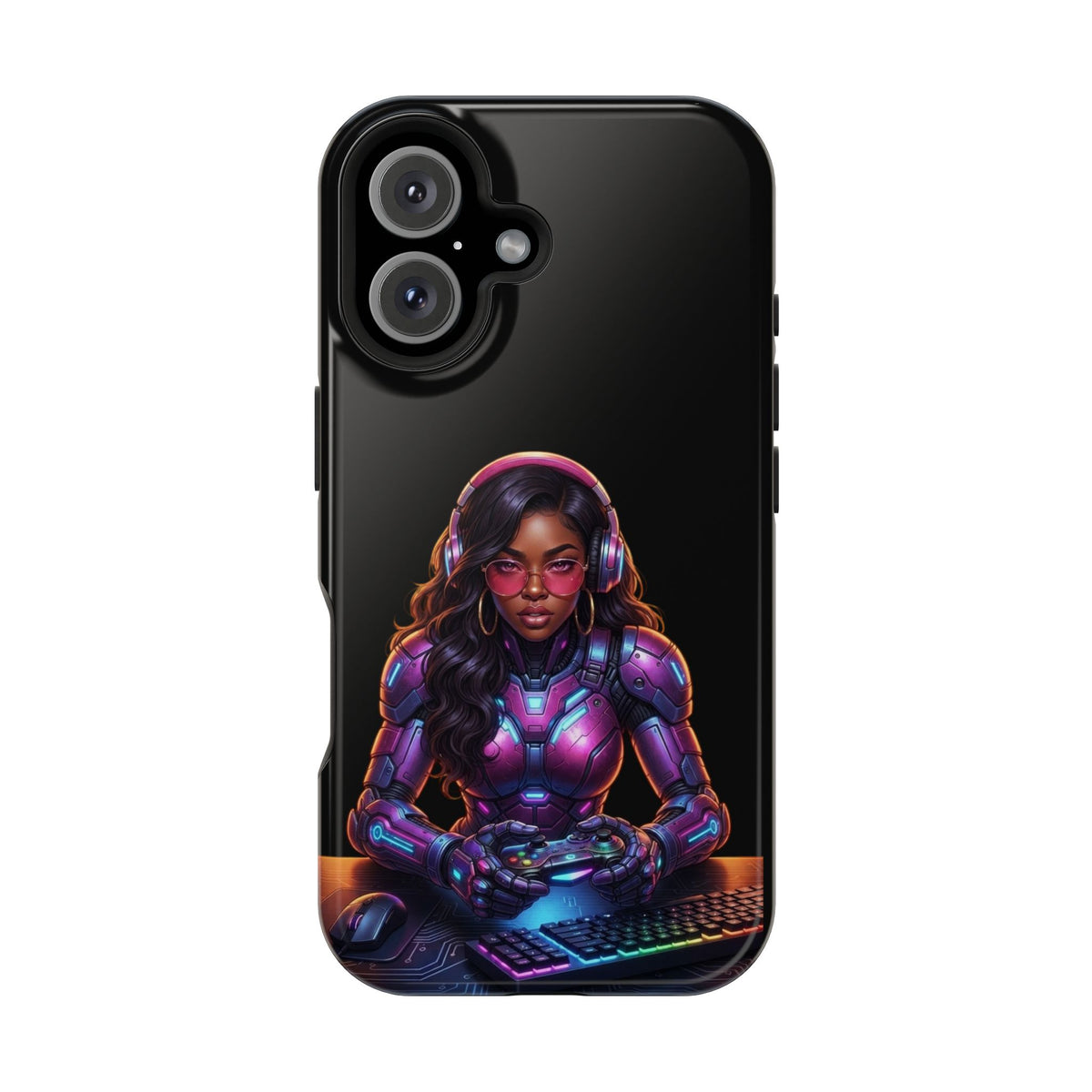 Gamer Girl Cyber Armor Phone Case — Impact‑Resistant Protective Cover