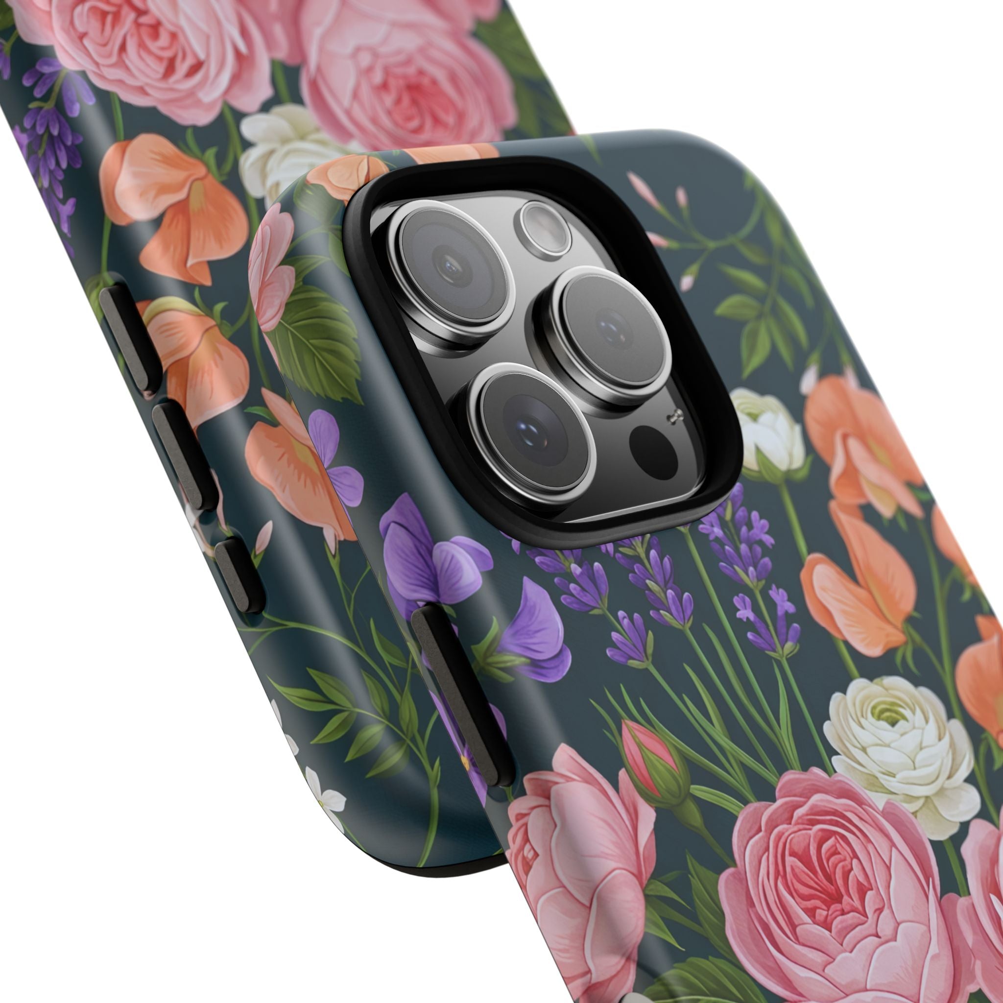 Floral Bouquet Phone Case — Vintage Roses & Lavender Protective Cover