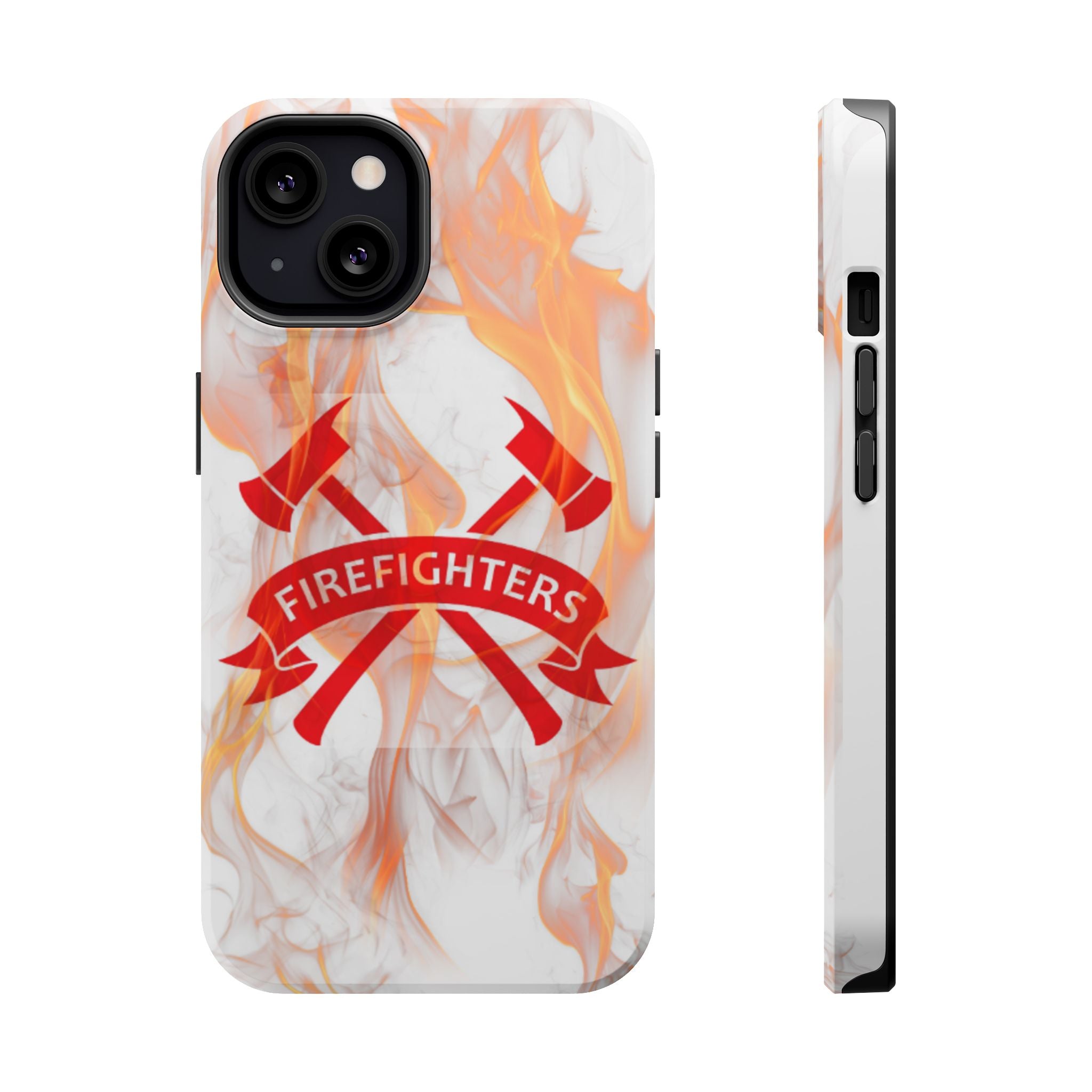 Firefighters Magnetic Impact-Resistant Phone Case — Flame Design with Maltese Cross