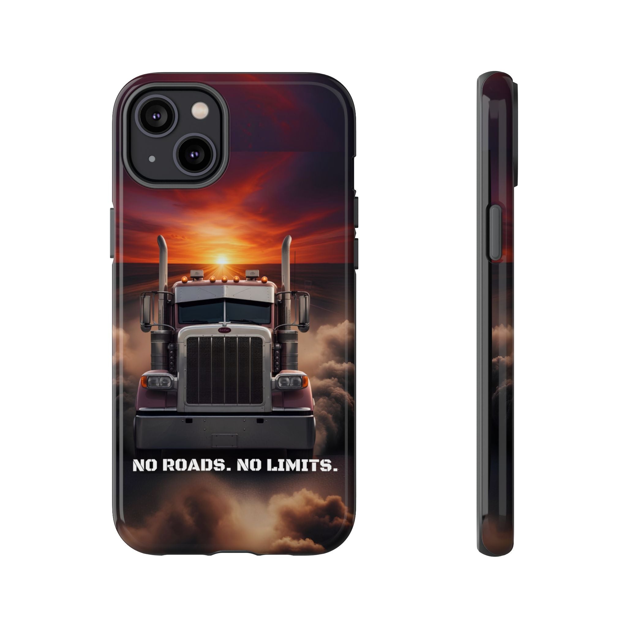 Truck Phone Case — "No Roads. No Limits." Sunset Semi Truck Protective Case