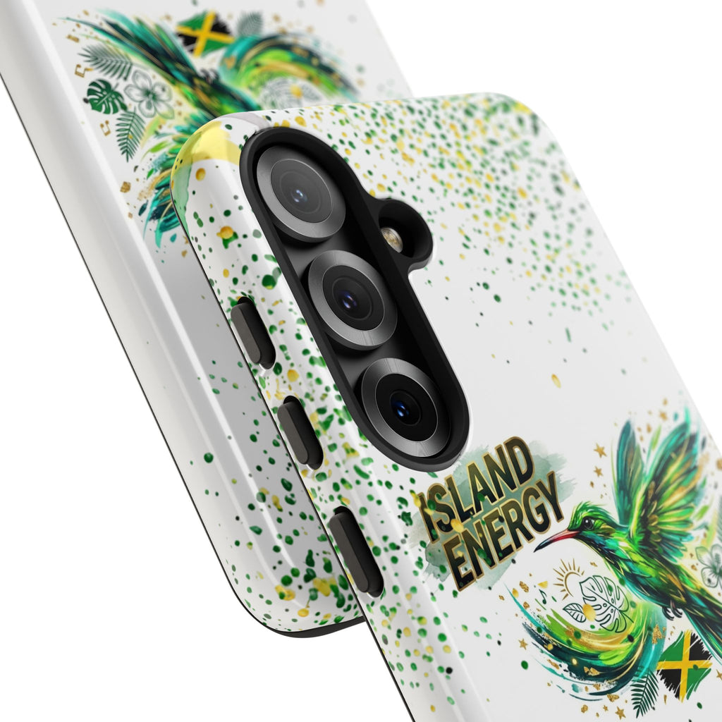 Island Energy Tough Phone Case — Colorful Hummingbird & Tropical Sunset Protective Cover