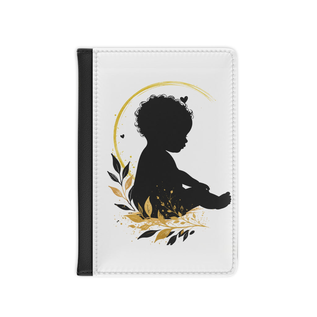 Gold Silhouette Baby Passport Cover – Black Infant Silhouette Travel Holder
