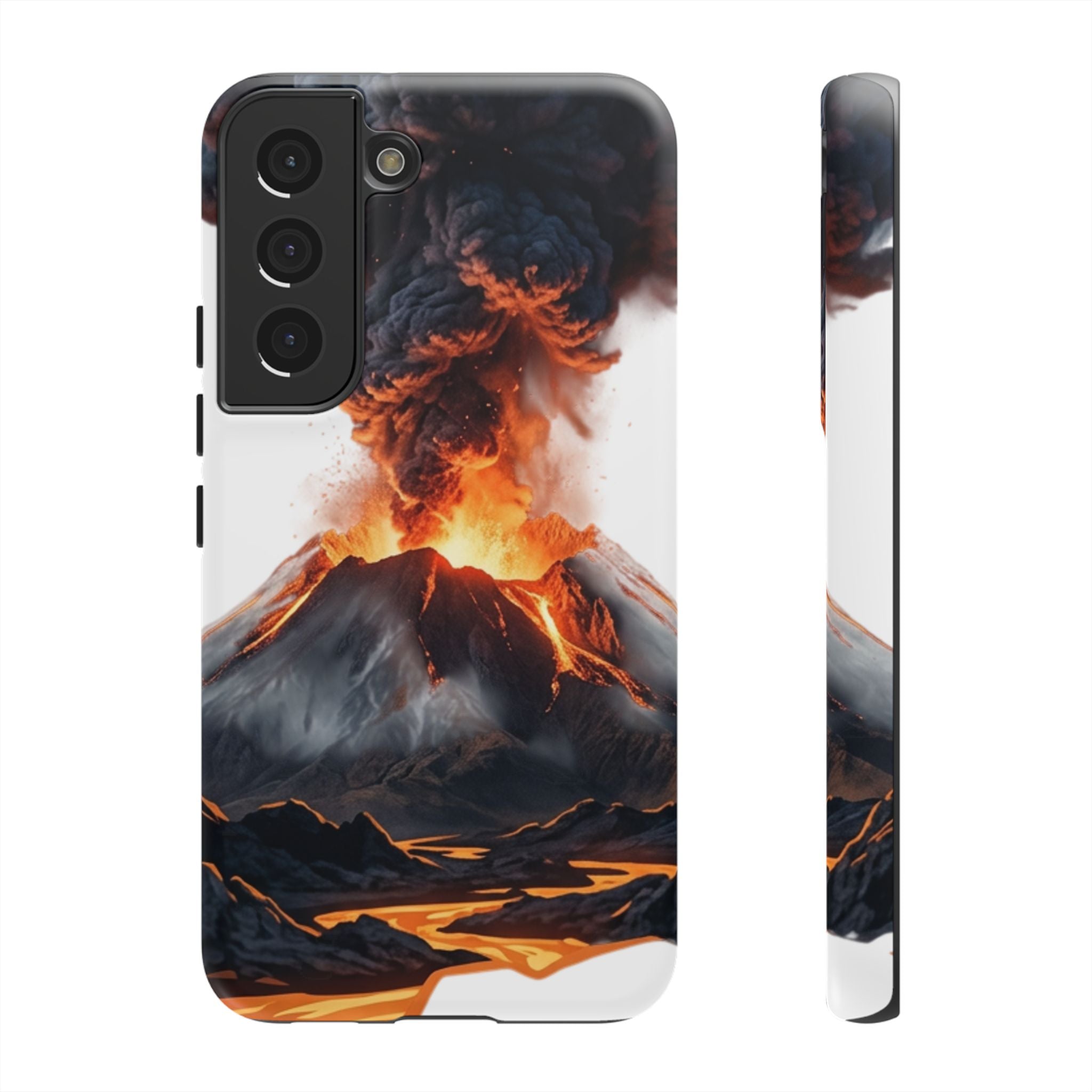 Volcano Eruption Tough Phone Case — Fiery Lava Protective Cover