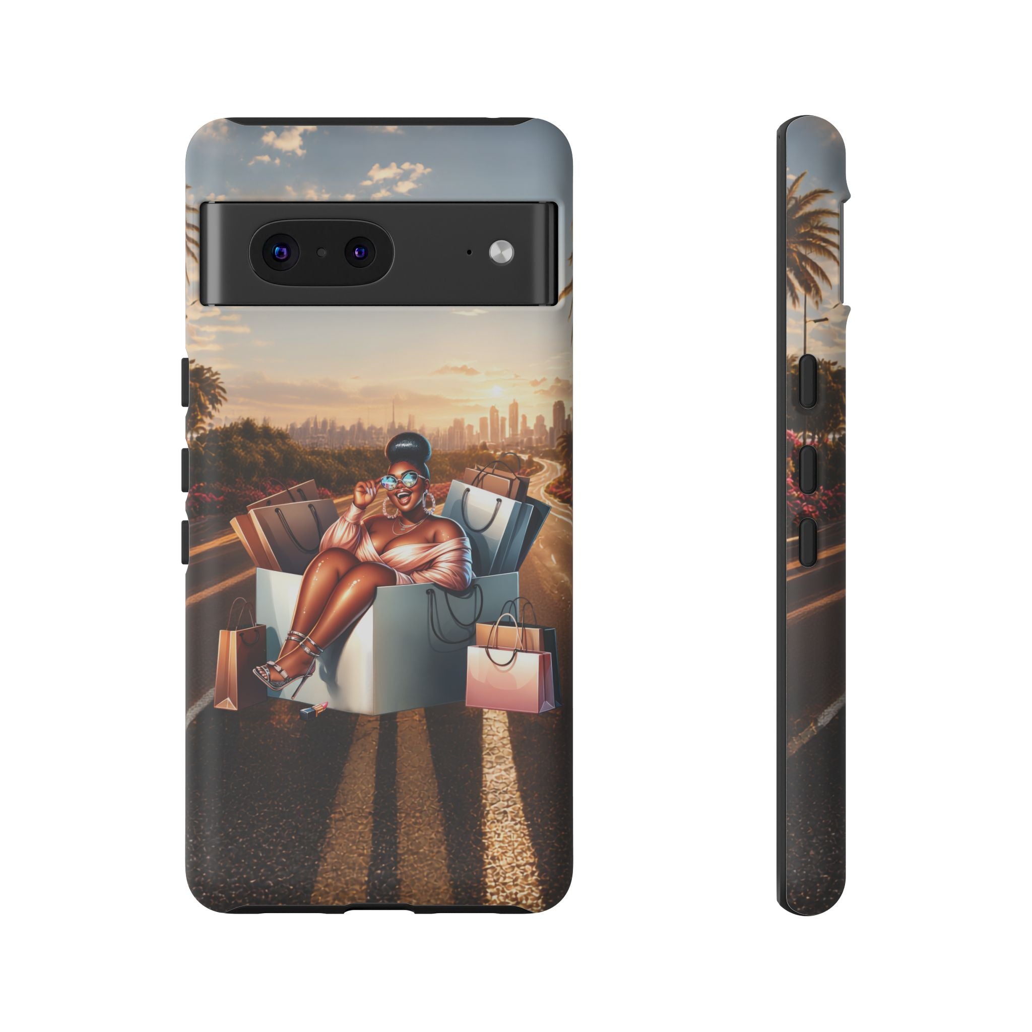 Phone Case — Chic Shopper Illustration on Cloud Background