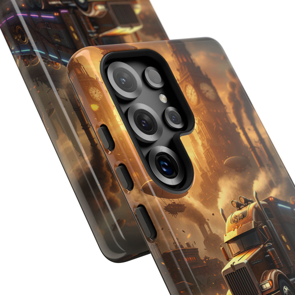 Steampunk Freightliner Phone Case — Rugged Trucking Cityscape iPhone Cover