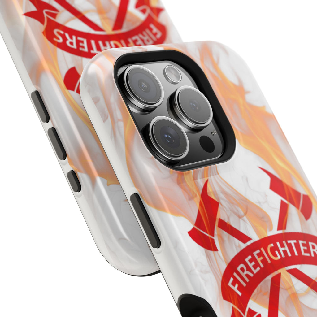Firefighters Magnetic Impact-Resistant Phone Case — Flame Design with Maltese Cross