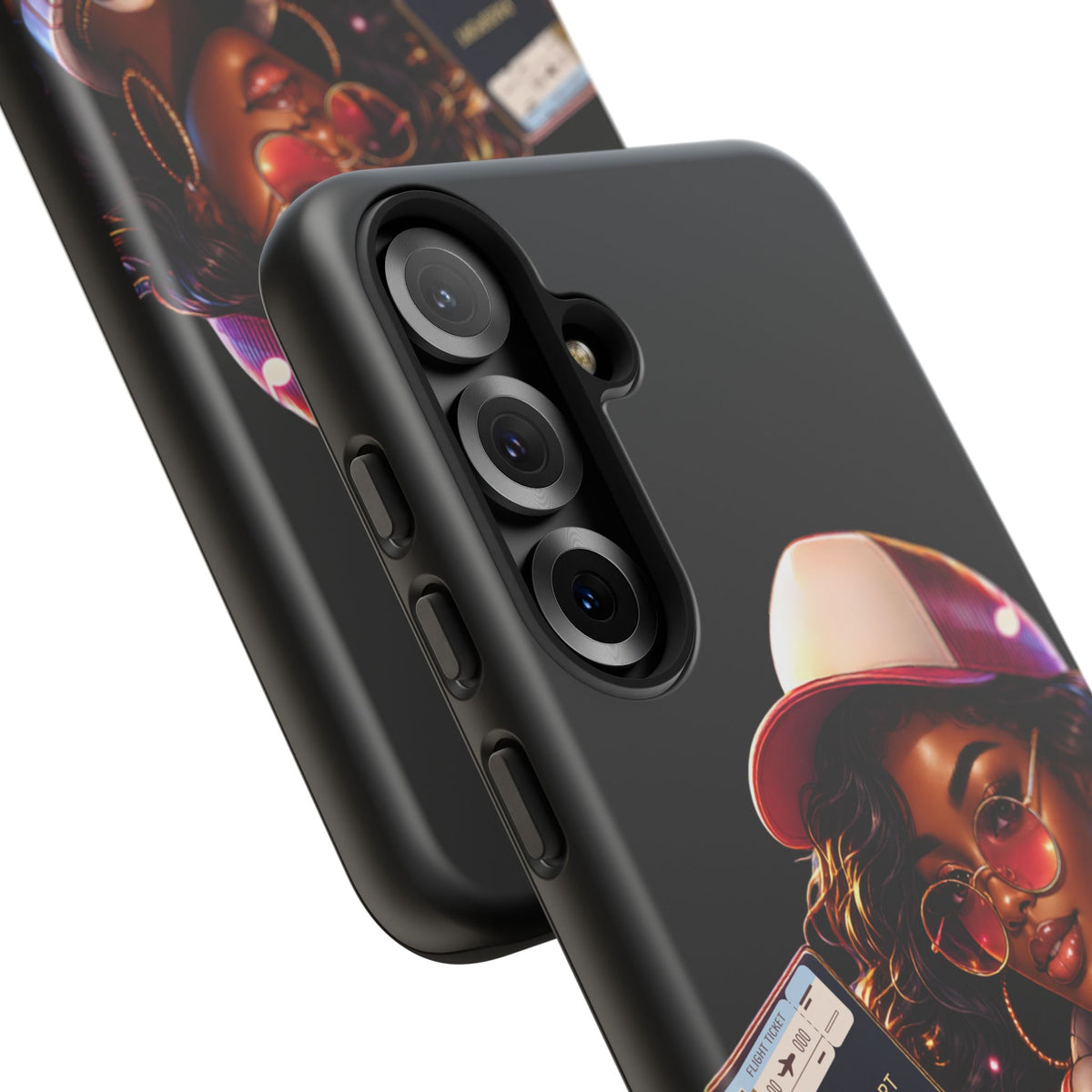 Tough Case – Stylized Urban Girl Phone Case with Headphones & Passport