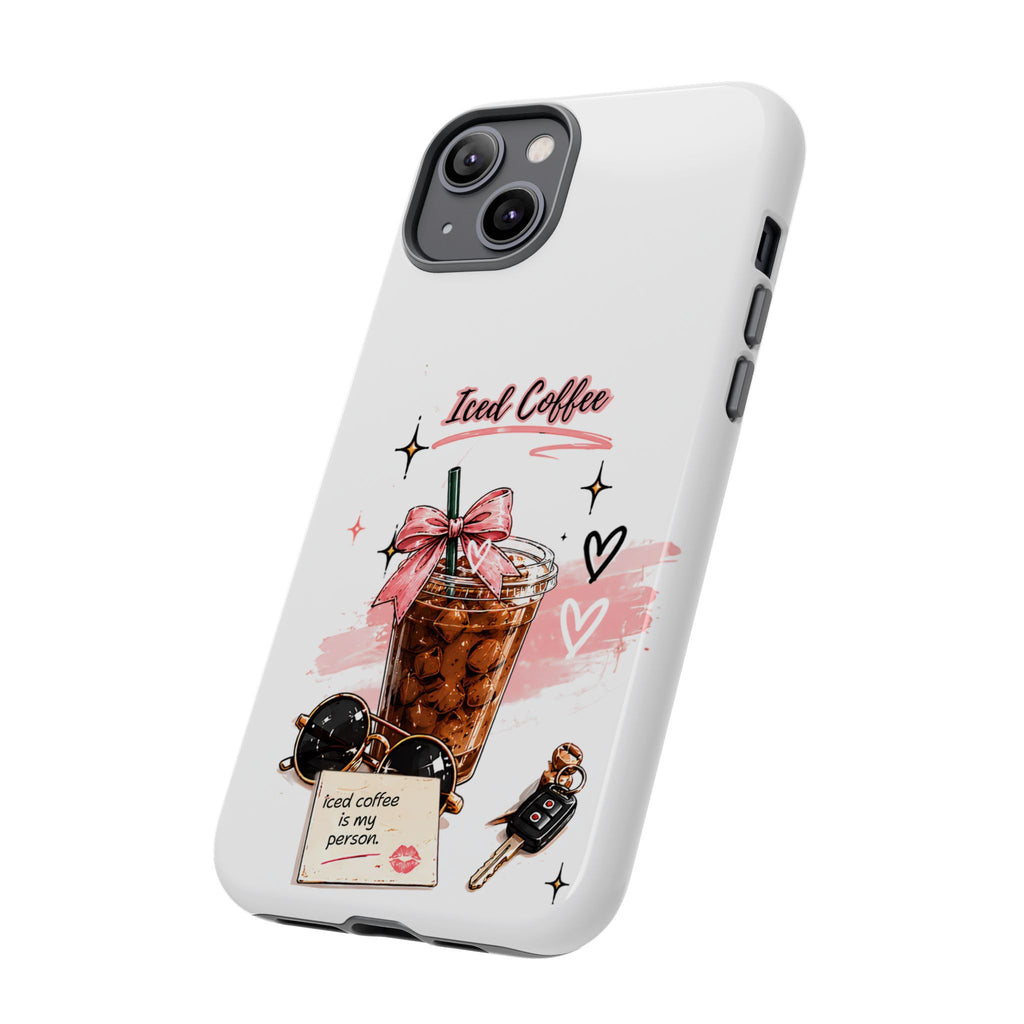 Iced Coffee Phone Case – Cute Pink Boba Design ("Iced coffee is my person")