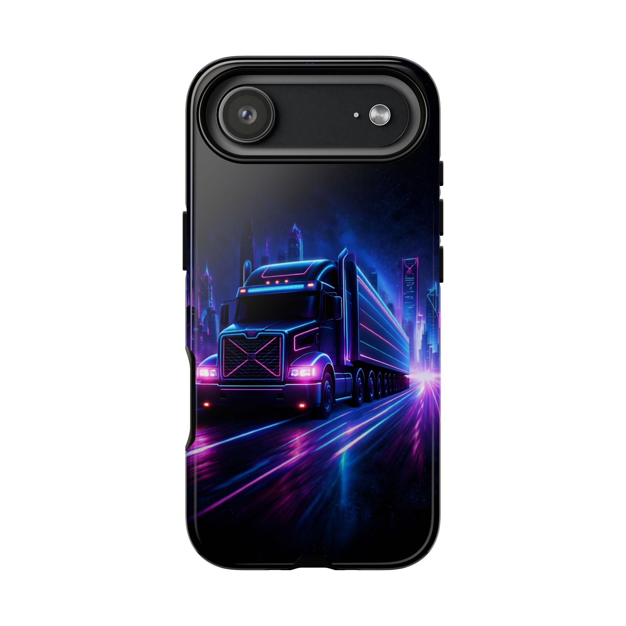 Neon Retro Rig Phone Case — Trucker Semi Truck Nightscape Protective Case