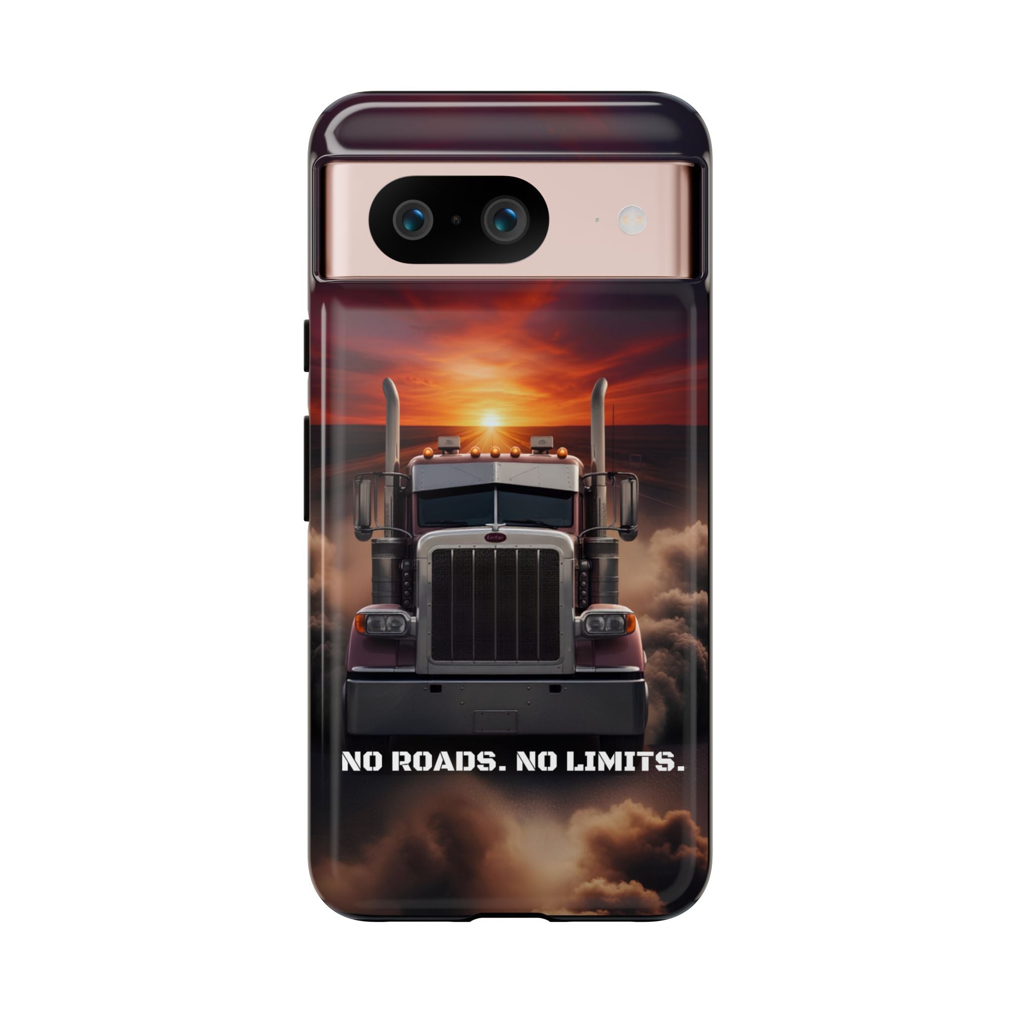 Truck Phone Case — "No Roads. No Limits." Sunset Semi Truck Protective Case