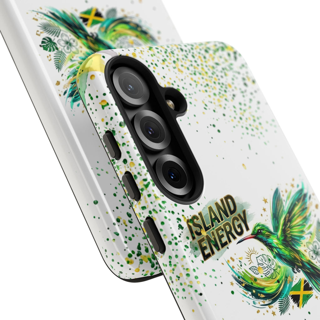 Island Energy Tough Phone Case — Colorful Hummingbird & Tropical Sunset Protective Cover