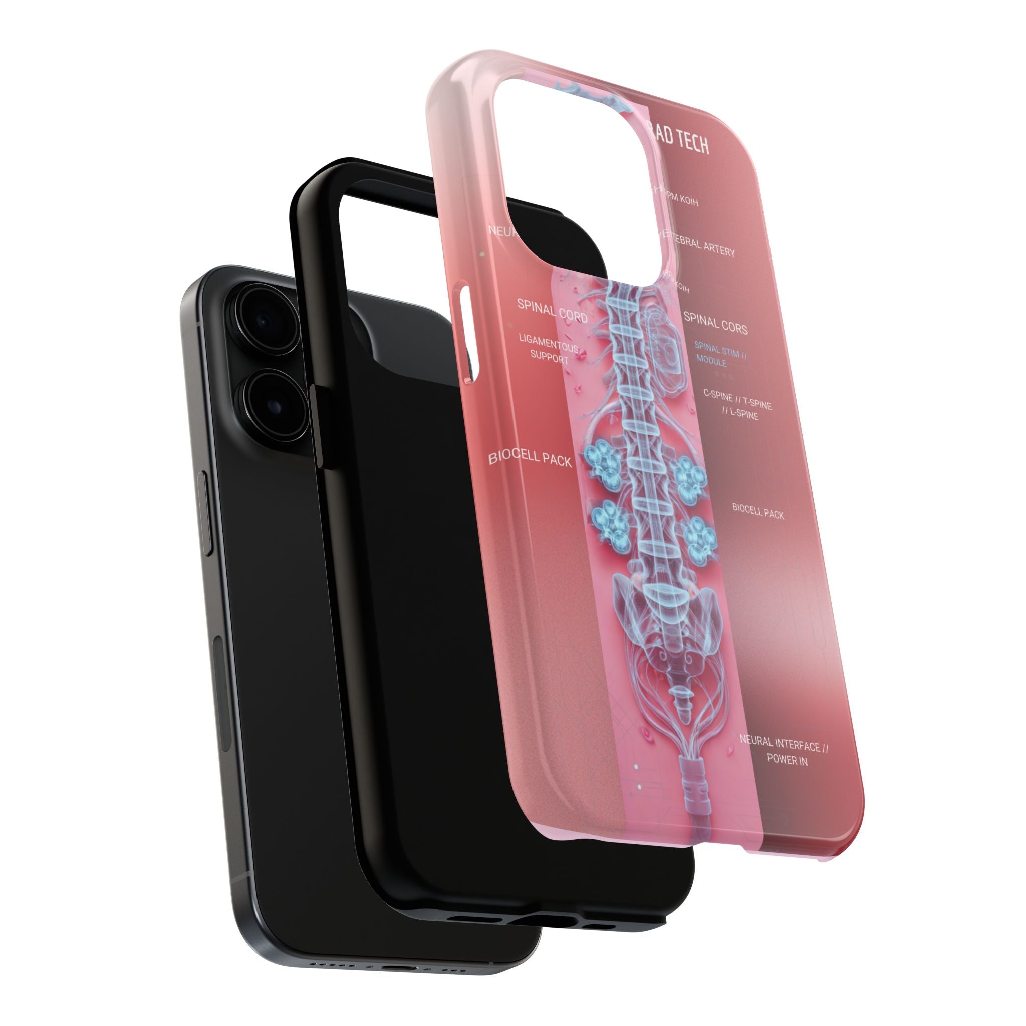 Anatomical Spine Tough Phone Case — Medical X-Ray Design, ‘Spinal Cord’ Labelled