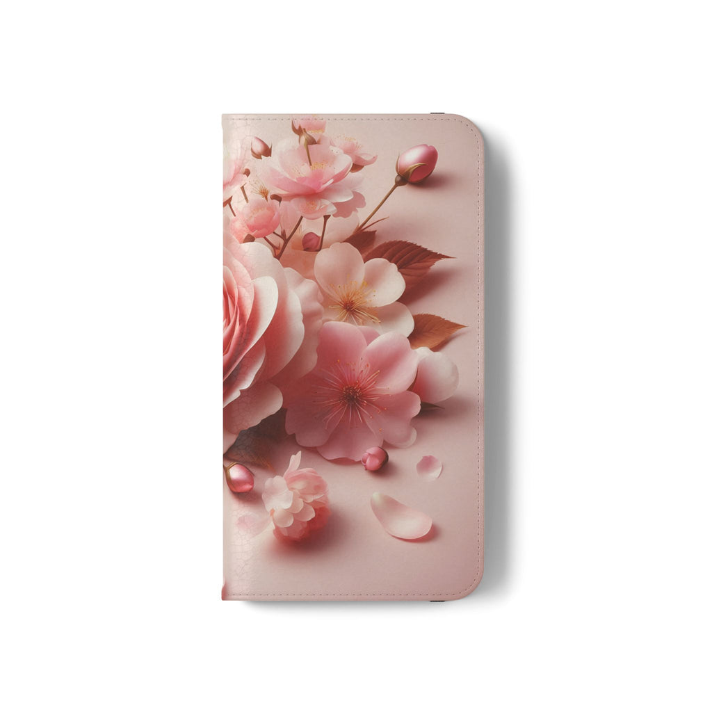 Floral Rose Flip Case — Pink Blossom Wallet Phone Cover