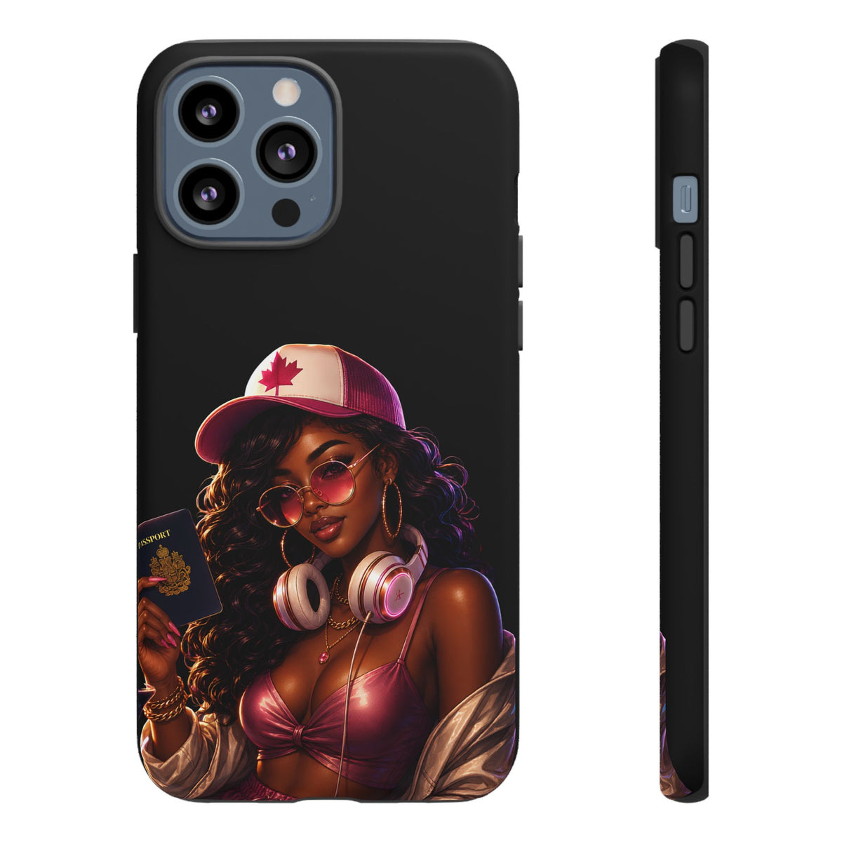 Phone Case - Cool Urban Woman with Headphones & Maple Hat