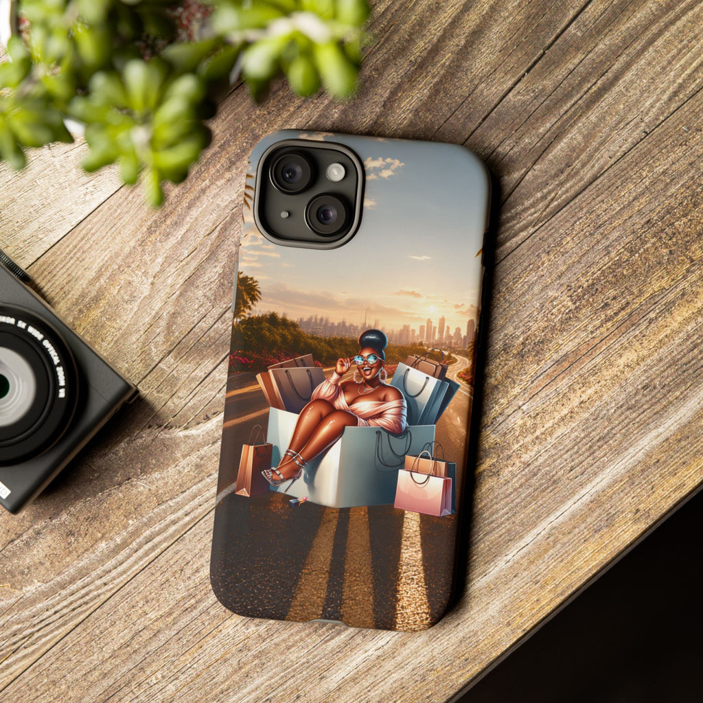Phone Case — Chic Shopper Illustration on Cloud Background
