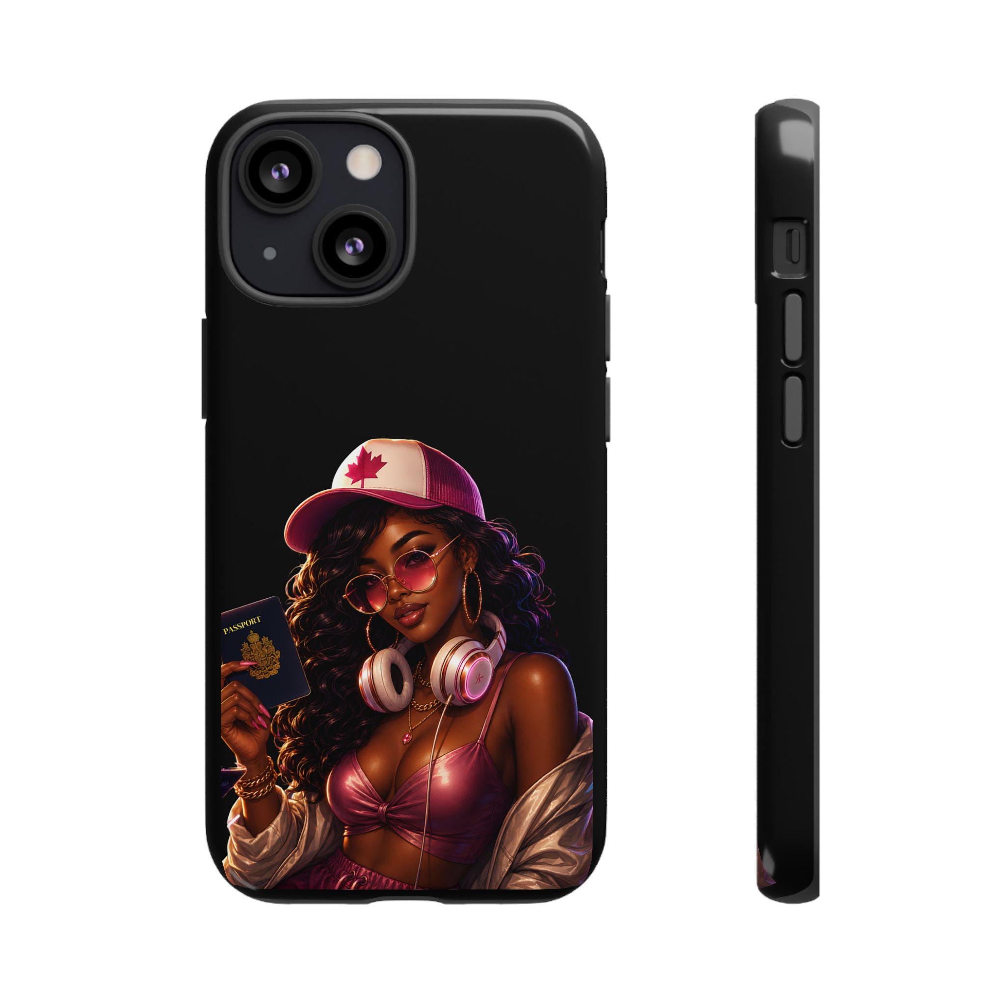 Phone Case — Stylish Urban Woman Design with Maple Cap