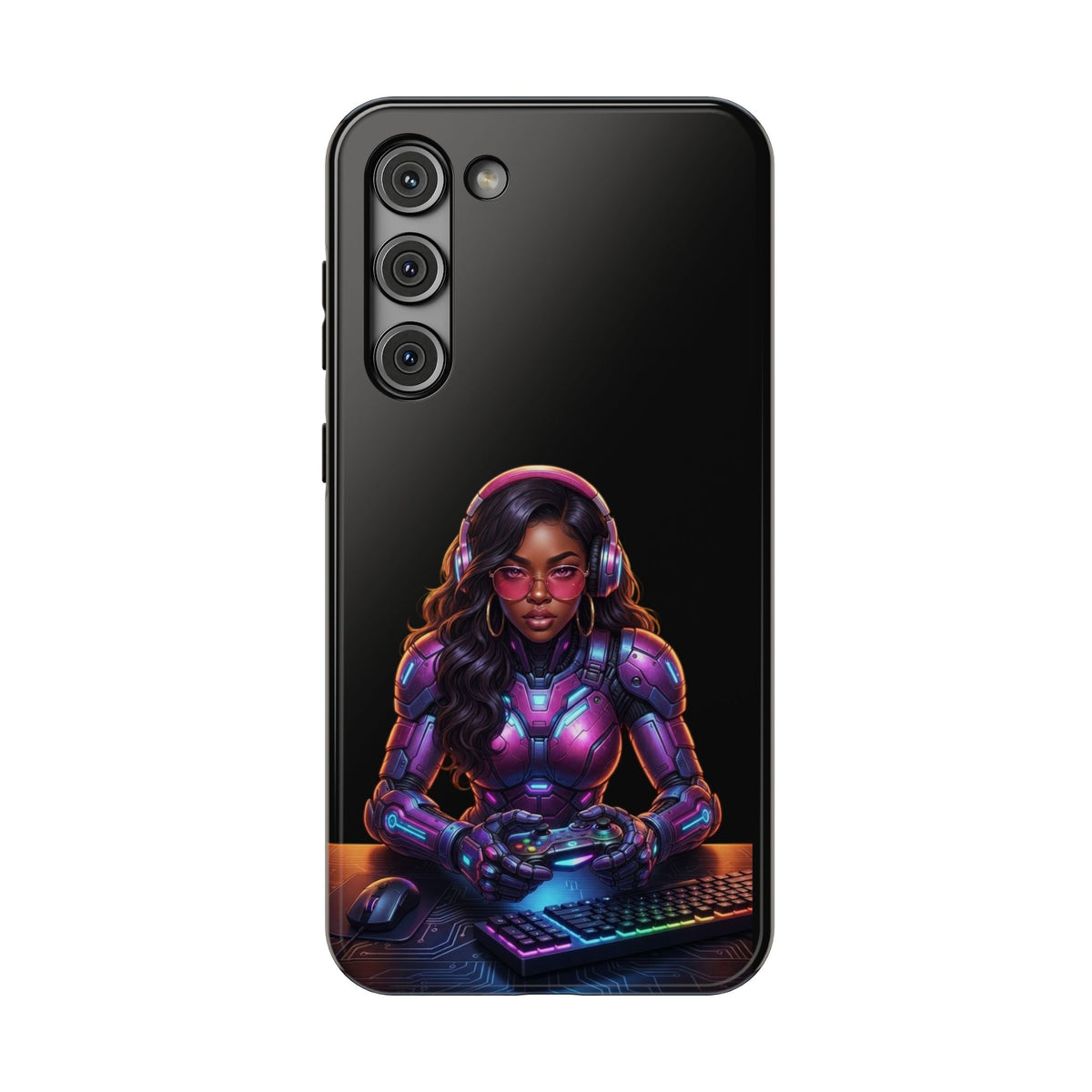 Gamer Girl Cyber Armor Phone Case — Impact‑Resistant Protective Cover