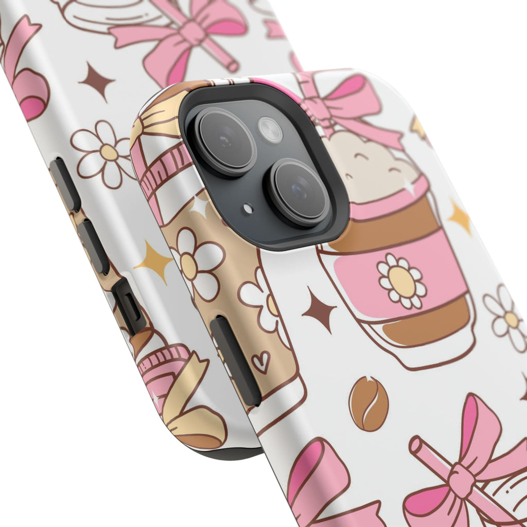 Cute Pink Coffee & Latte Pattern Impact Phone Case
