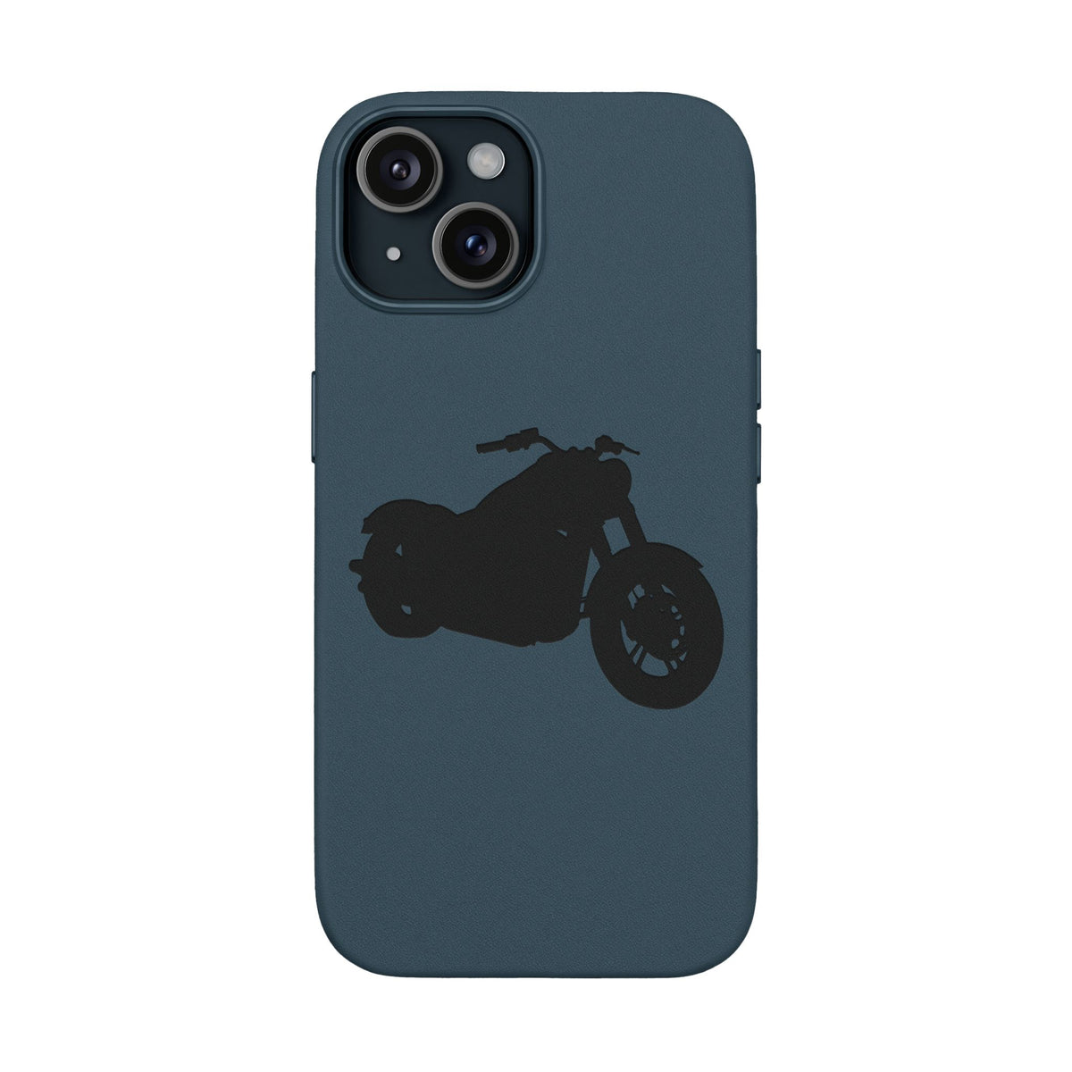 Engraved PU Leather Phone Case — Motorcycle Silhouette