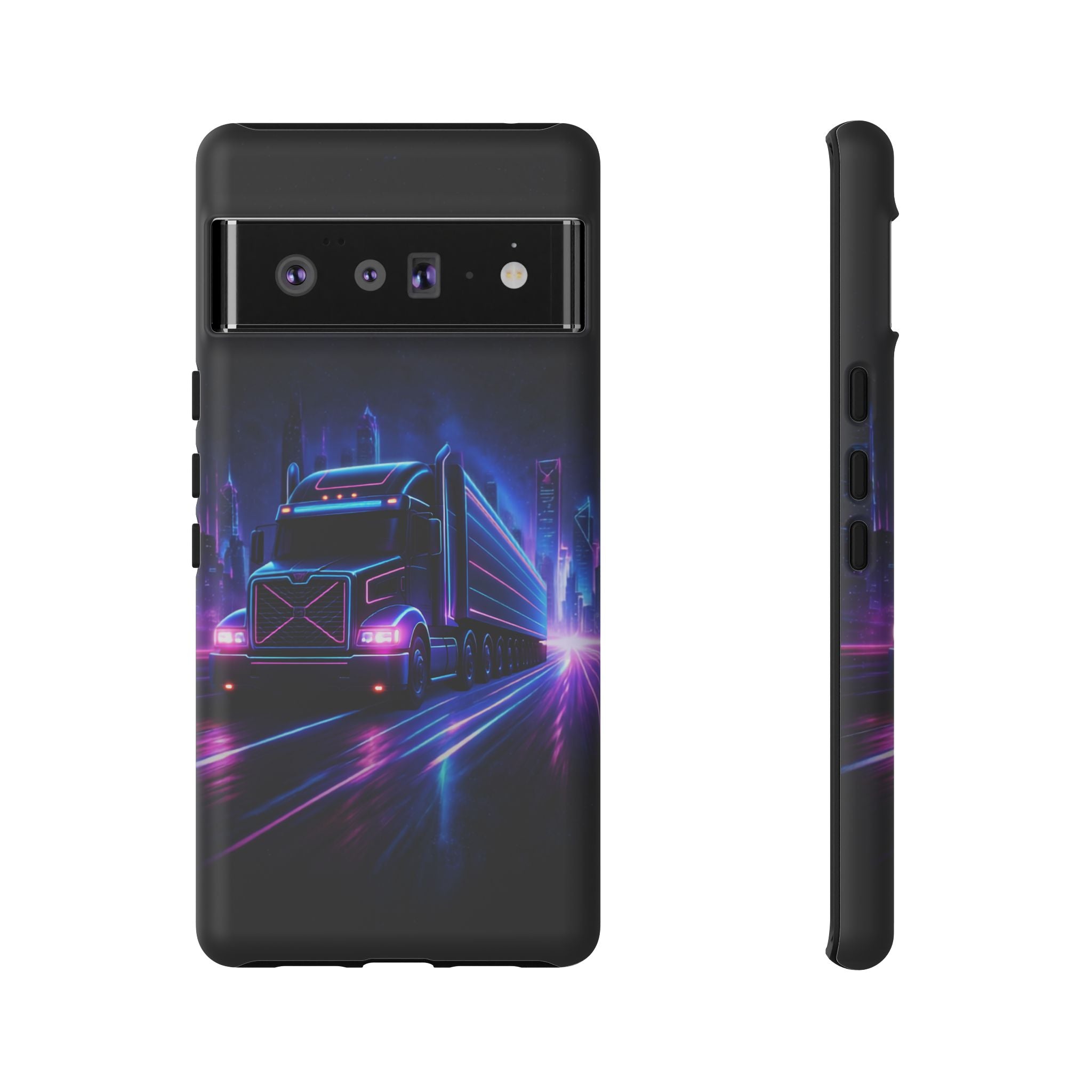 Neon Retro Rig Phone Case — Trucker Semi Truck Nightscape Protective Case