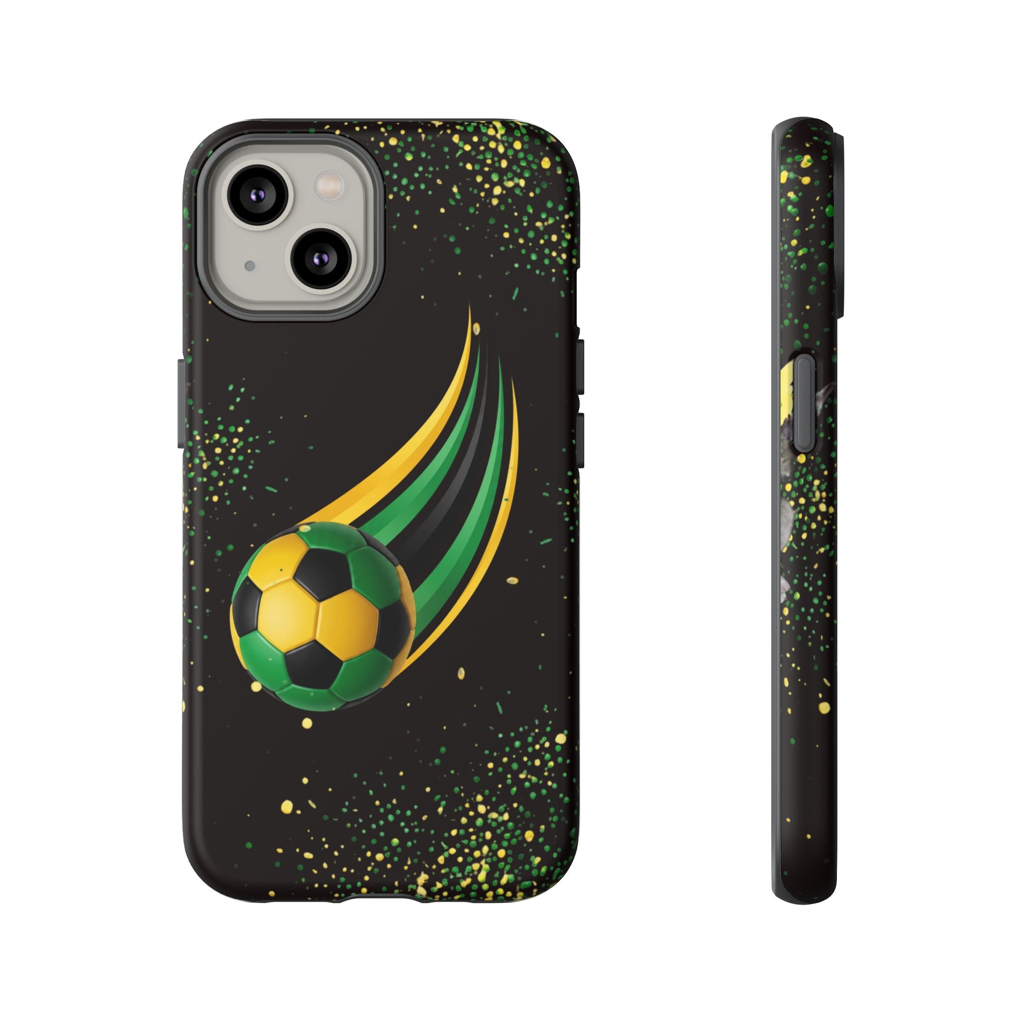 Soccer Comet Tough Phone Case – Green & Yellow Football Design