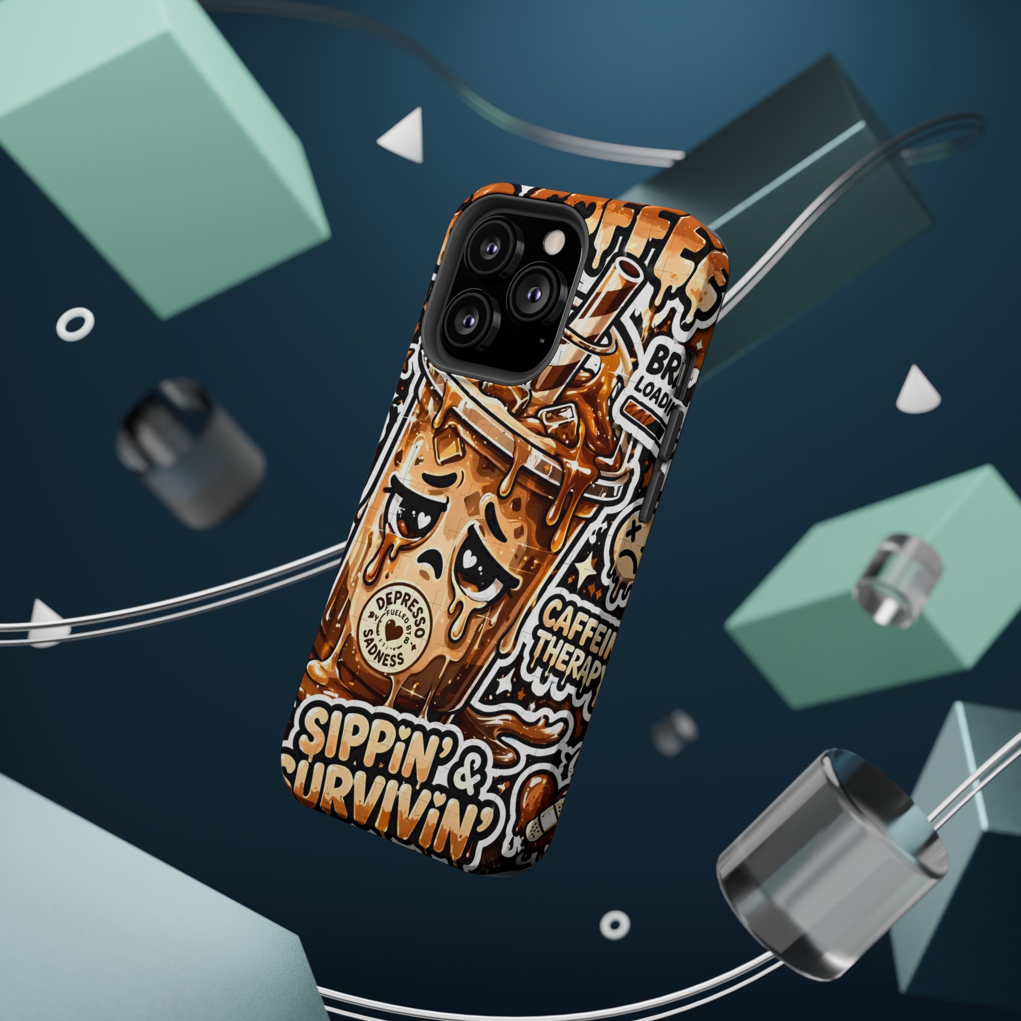 Iced Coffee Phone Case — “Sippin' & Survivin'” Magnetic Impact-Resistant Case
