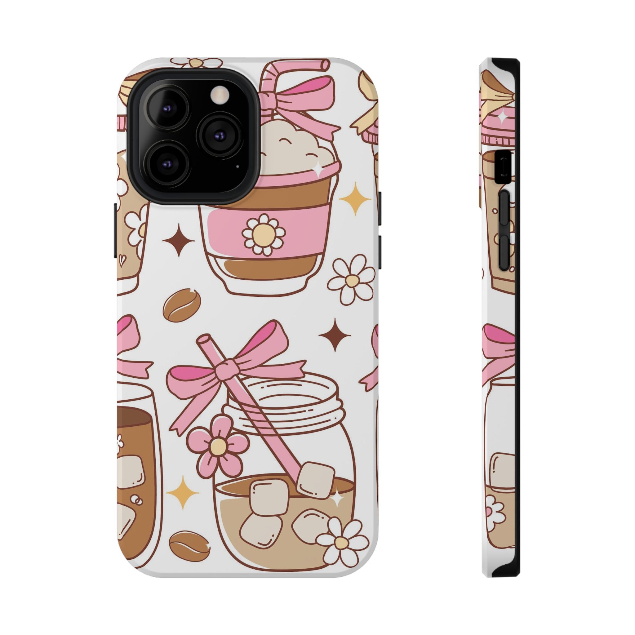 Cute Pink Coffee & Latte Pattern Impact Phone Case