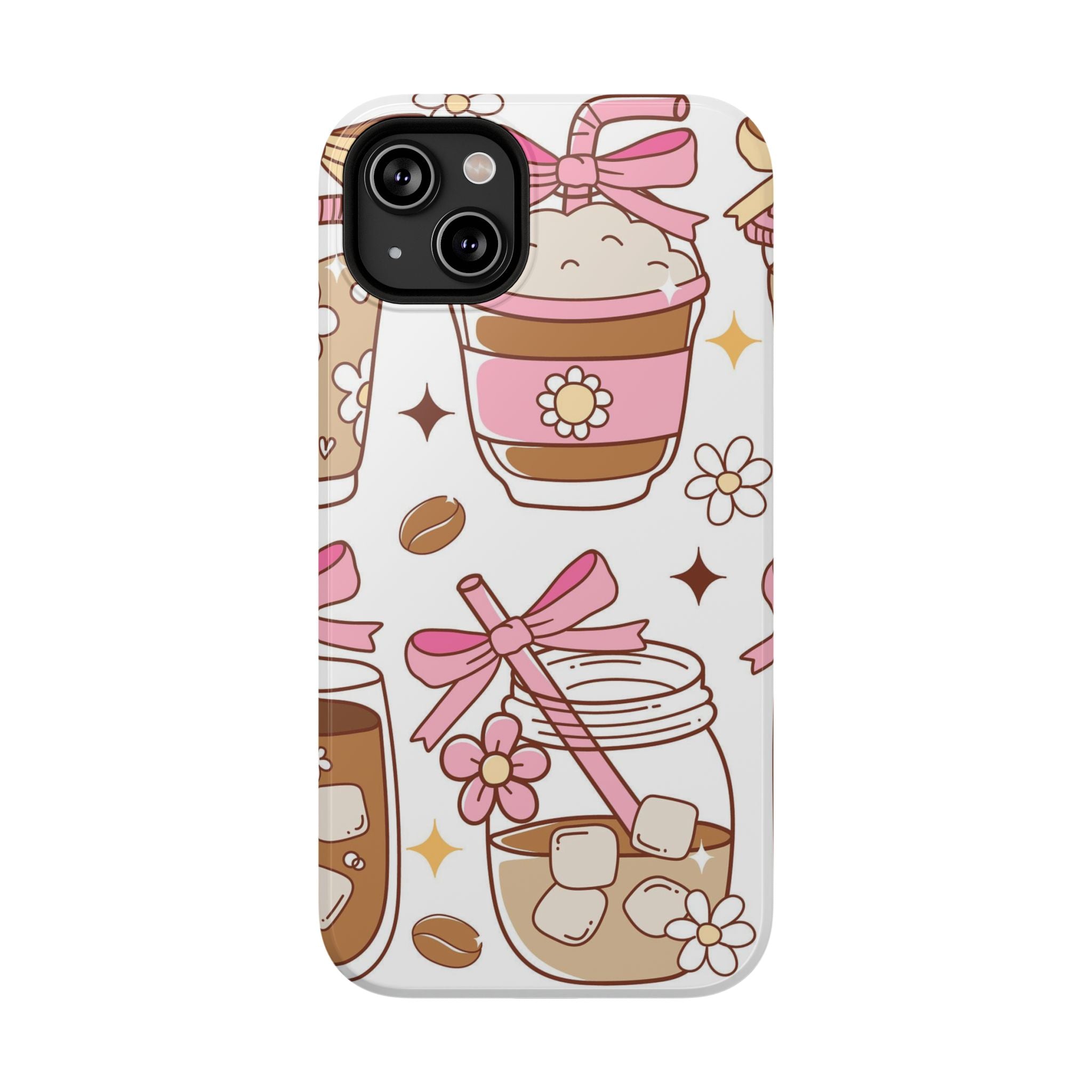 Cute Pink Coffee & Latte Pattern Impact Phone Case