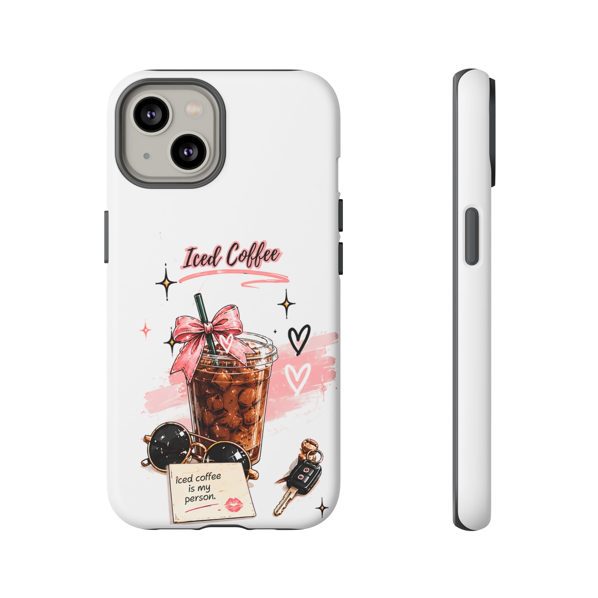 Iced Coffee Phone Case – Cute Pink Boba Design ("Iced coffee is my person")