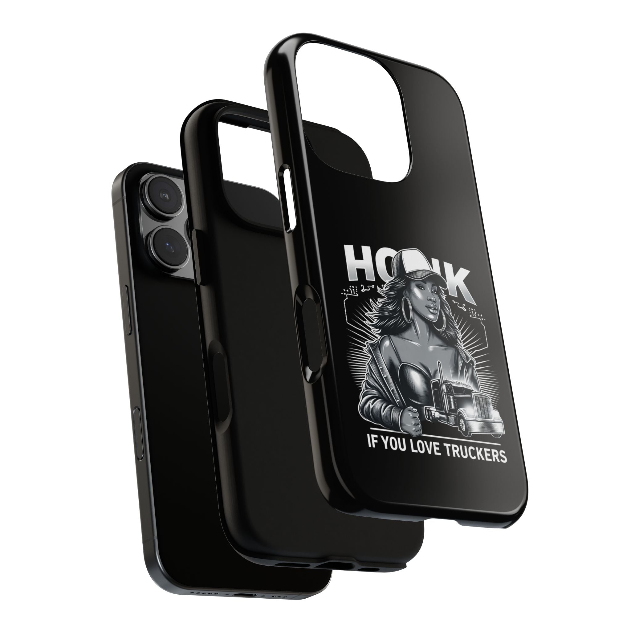 Phone Case — 'Honk' Trucker Girl Retro Semi Truck Protective Case