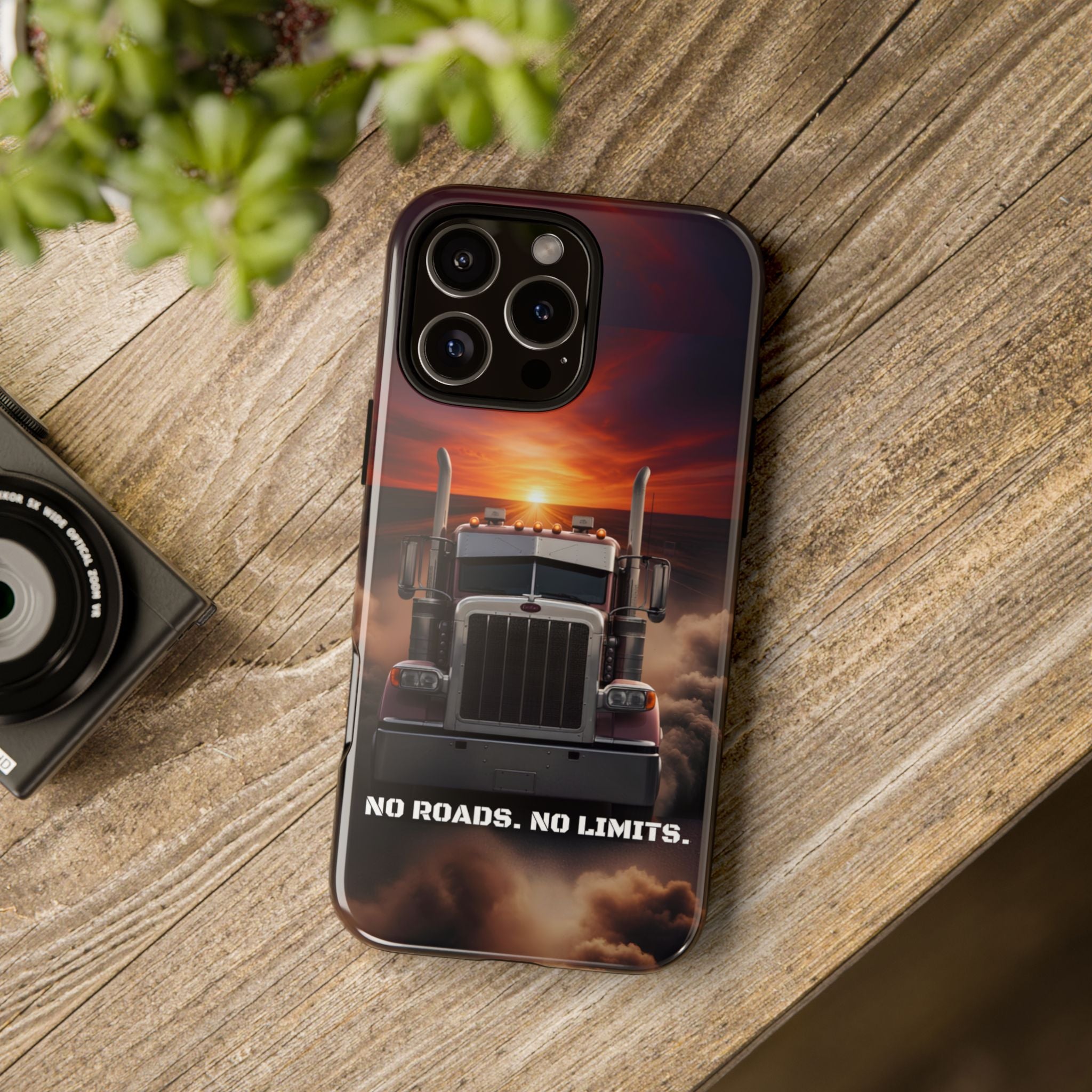 Truck Phone Case — "No Roads. No Limits." Sunset Semi Truck Protective Case