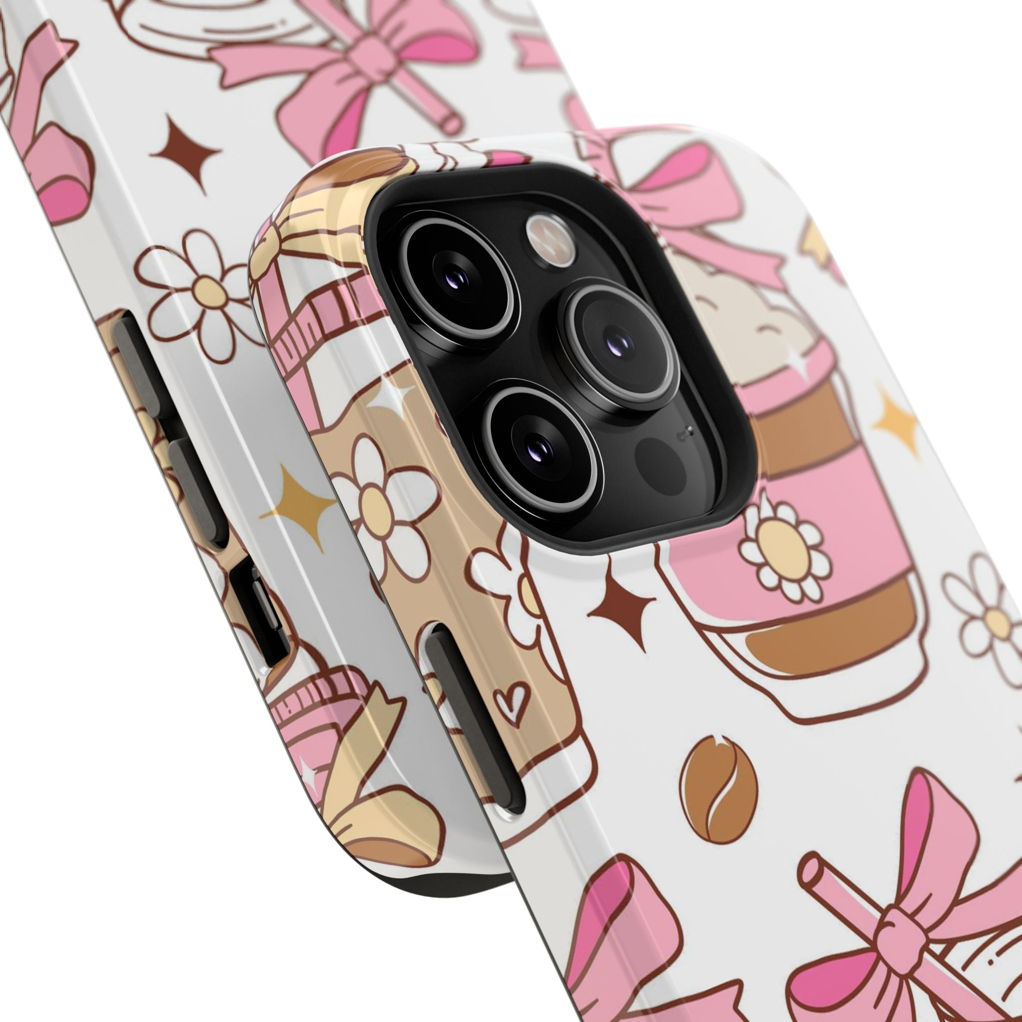 Cute Pink Coffee & Latte Pattern Impact Phone Case