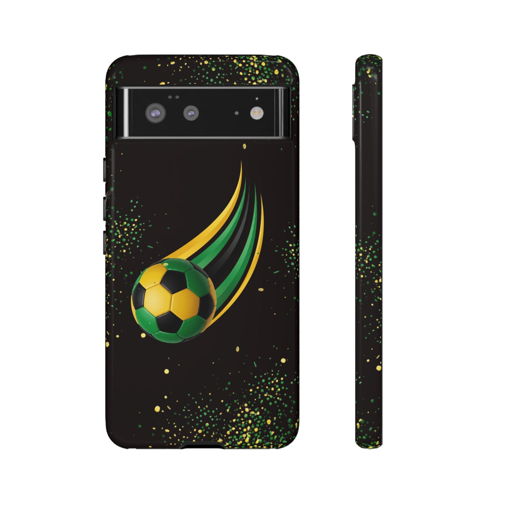 Soccer Comet Tough Phone Case – Green & Yellow Football Design