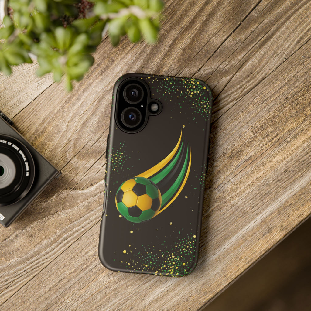 Soccer Comet Tough Phone Case – Green & Yellow Football Design