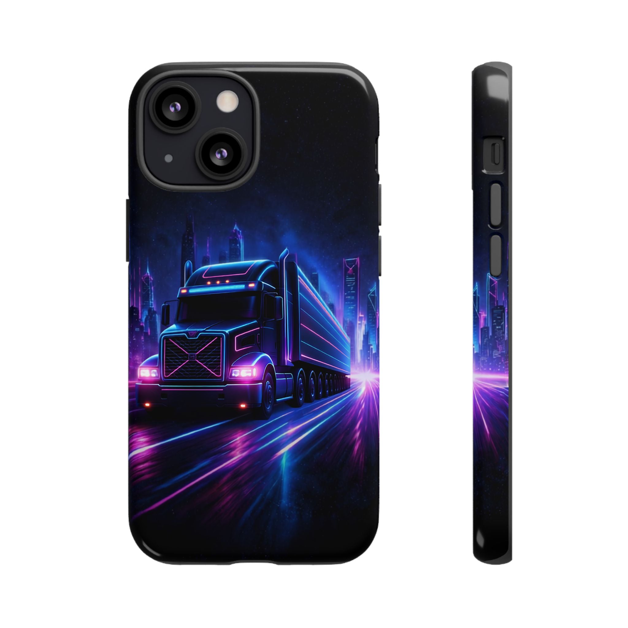 Neon Retro Rig Phone Case — Trucker Semi Truck Nightscape Protective Case