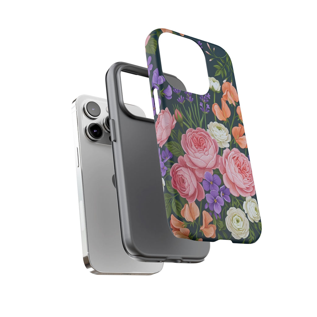 Floral Bouquet Phone Case — Vintage Roses & Lavender Protective Cover
