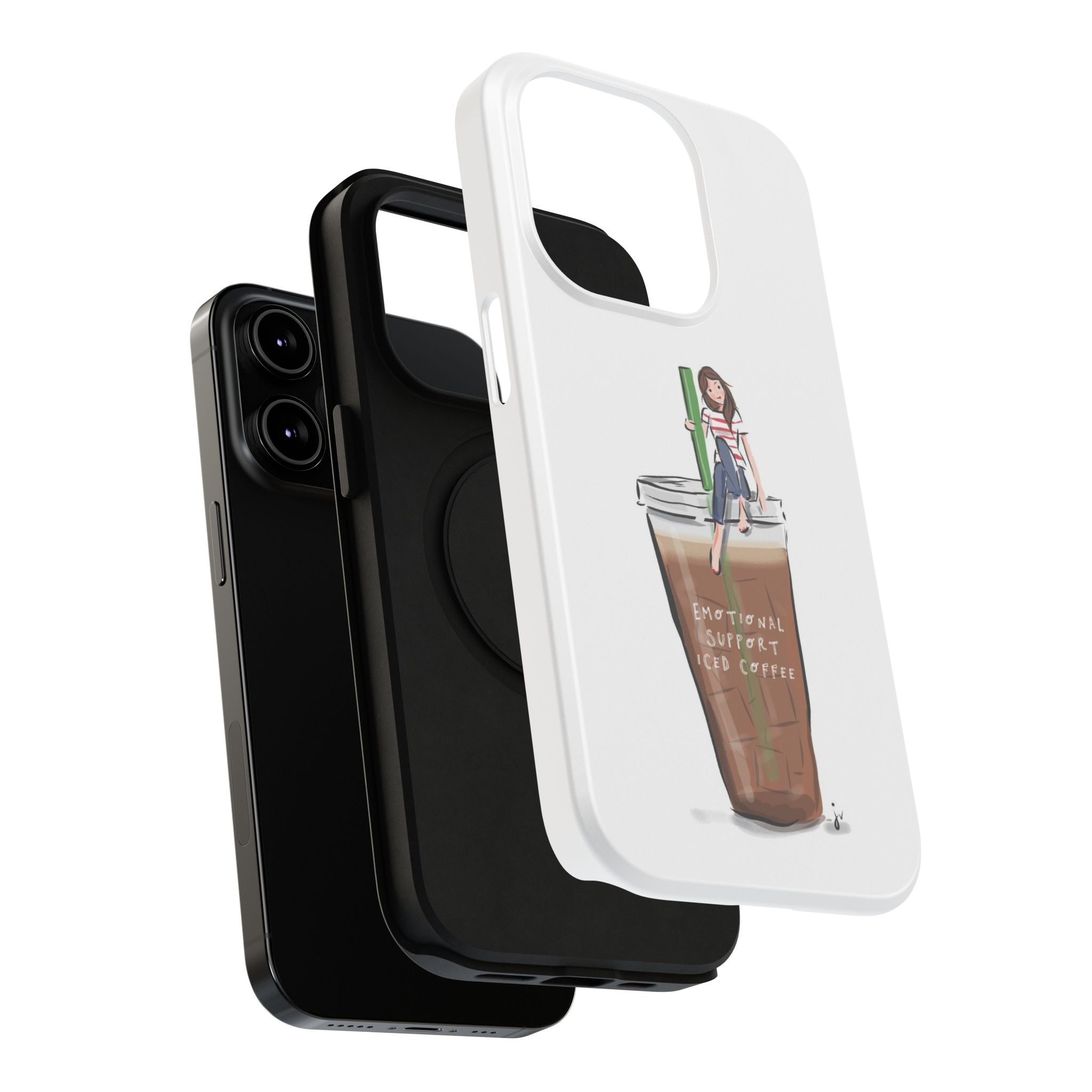Iced Coffee & Me Phone Case — Cute Illustration 'Emotional Support Iced Coffee' Impact-Resistant Case