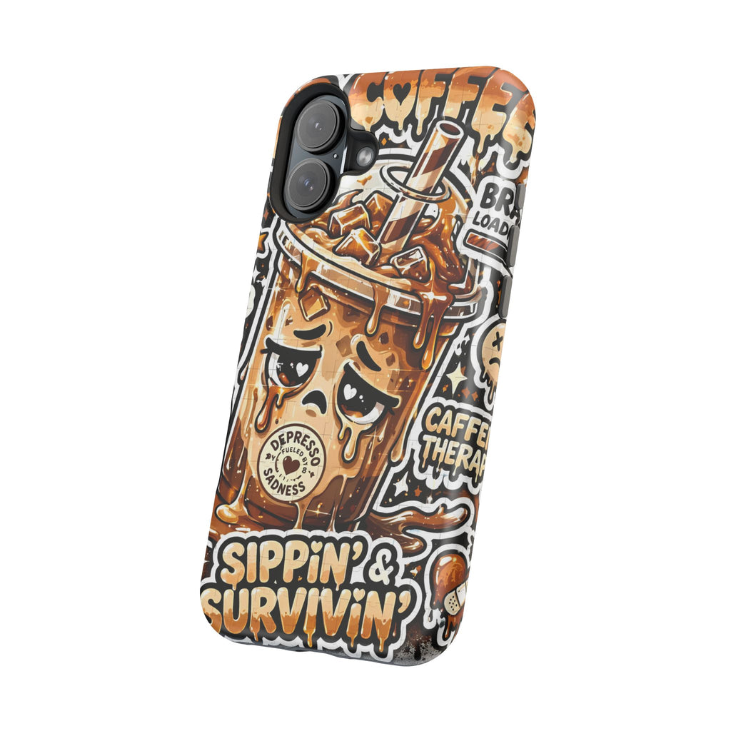 Iced Coffee Phone Case — “Sippin' & Survivin'” Magnetic Impact-Resistant Case
