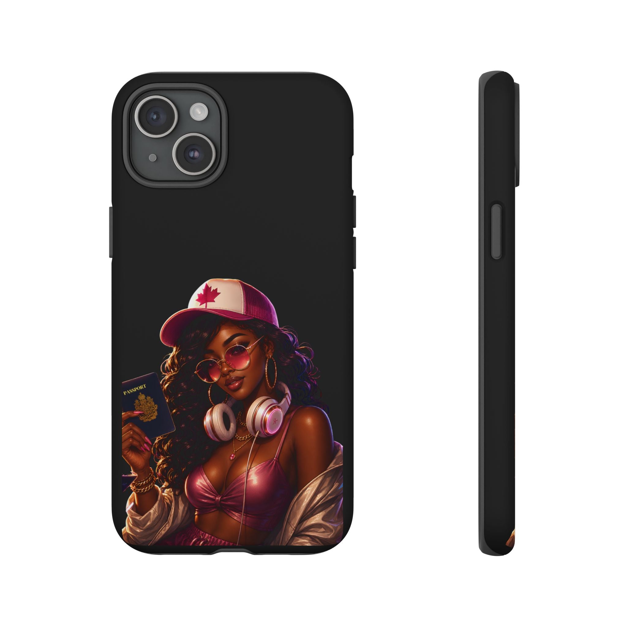 Phone Case — Stylish Urban Woman Design with Maple Cap