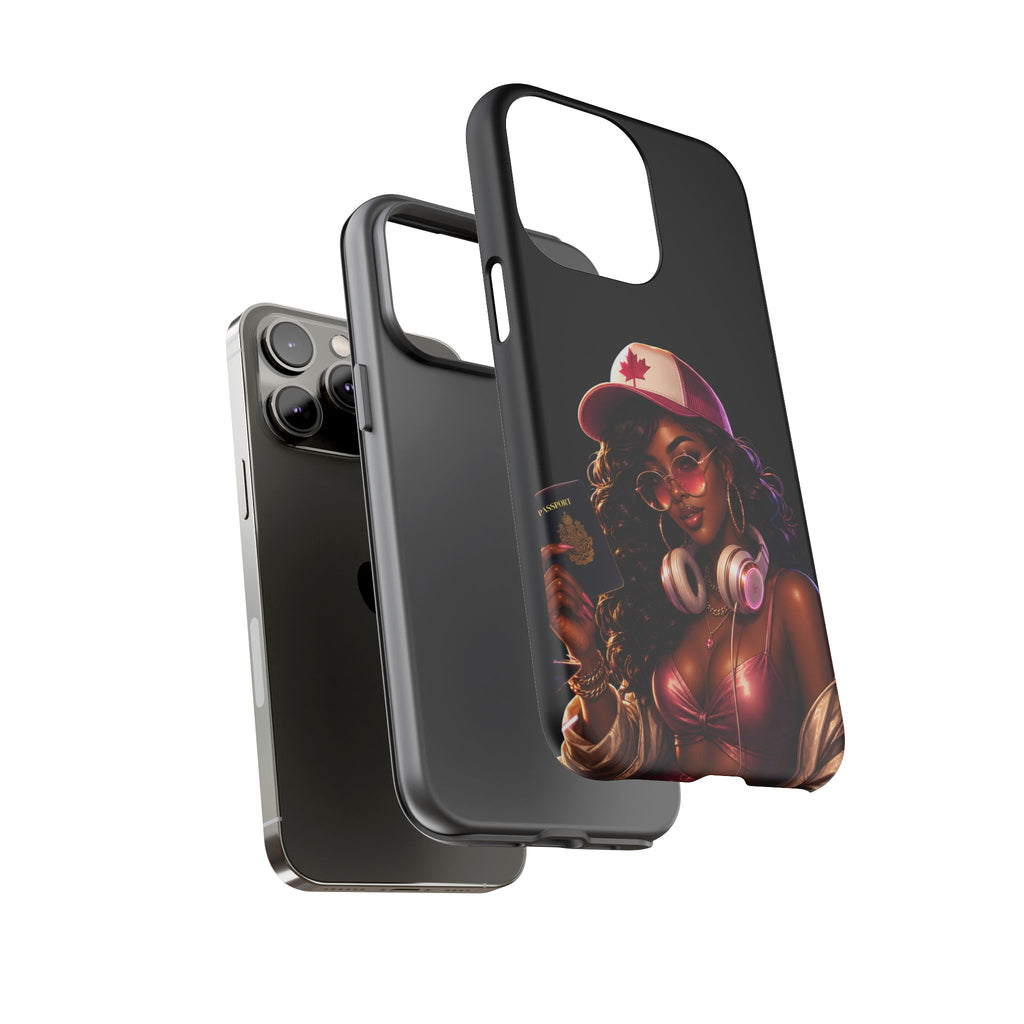 Phone Case - Cool Urban Woman with Headphones & Maple Hat