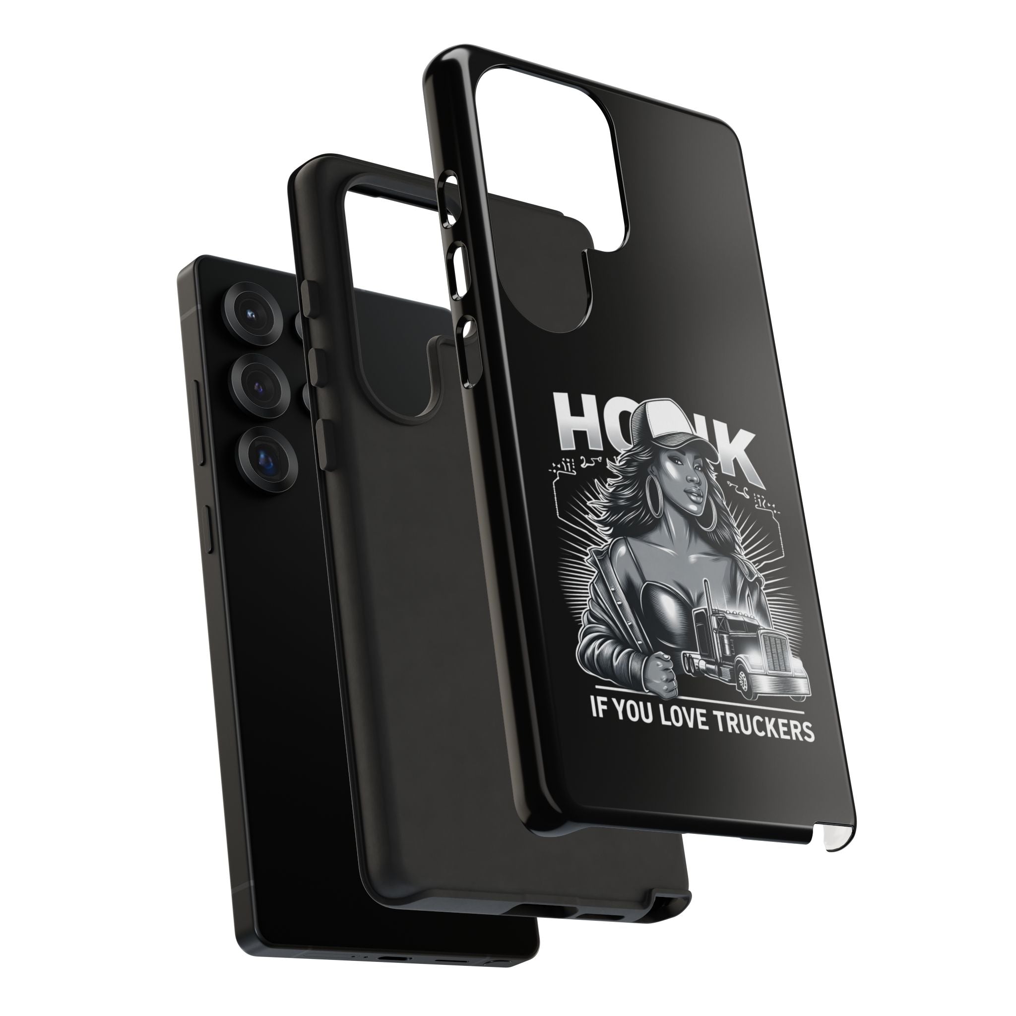 Phone Case — 'Honk' Trucker Girl Retro Semi Truck Protective Case
