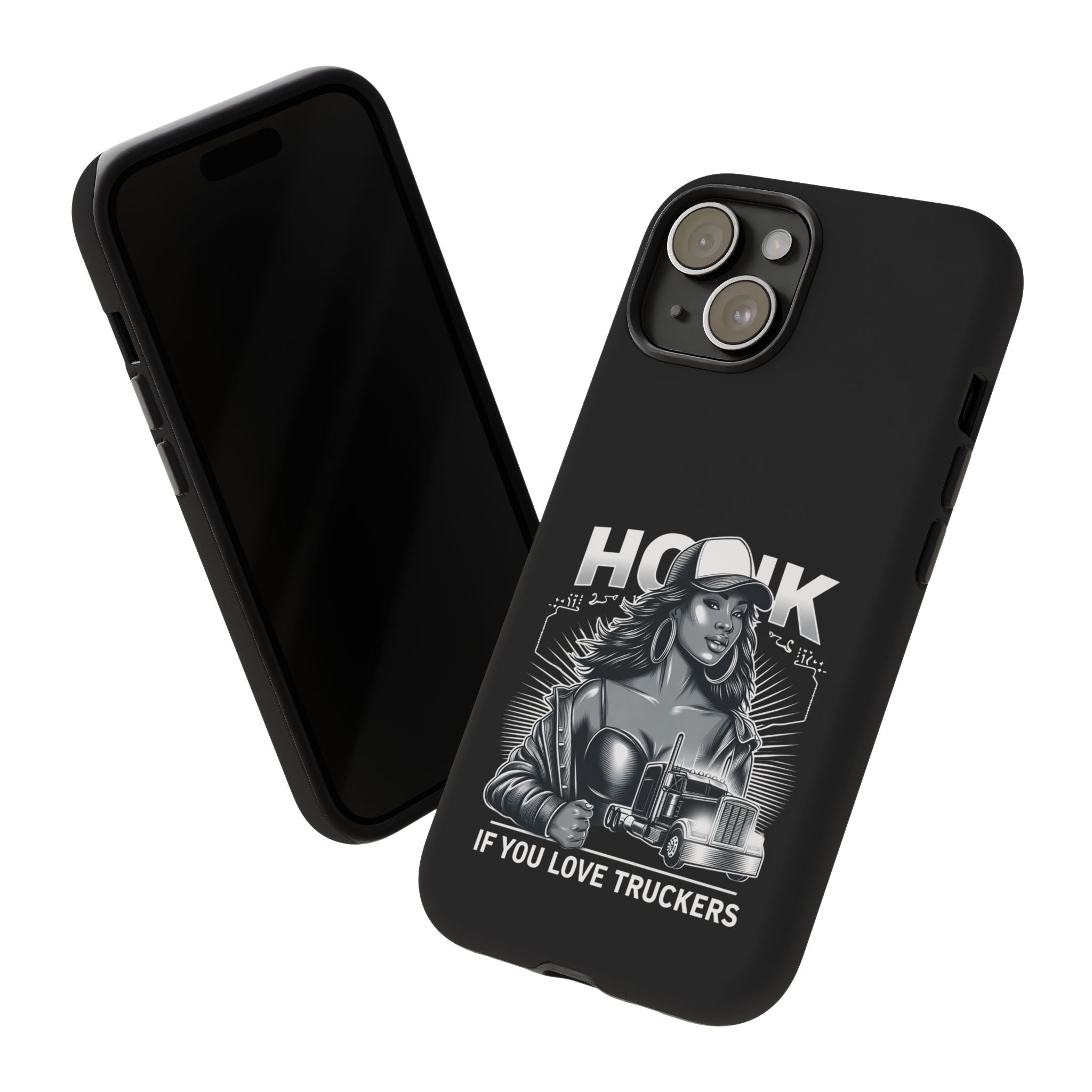 Phone Case — 'Honk' Trucker Girl Retro Semi Truck Protective Case