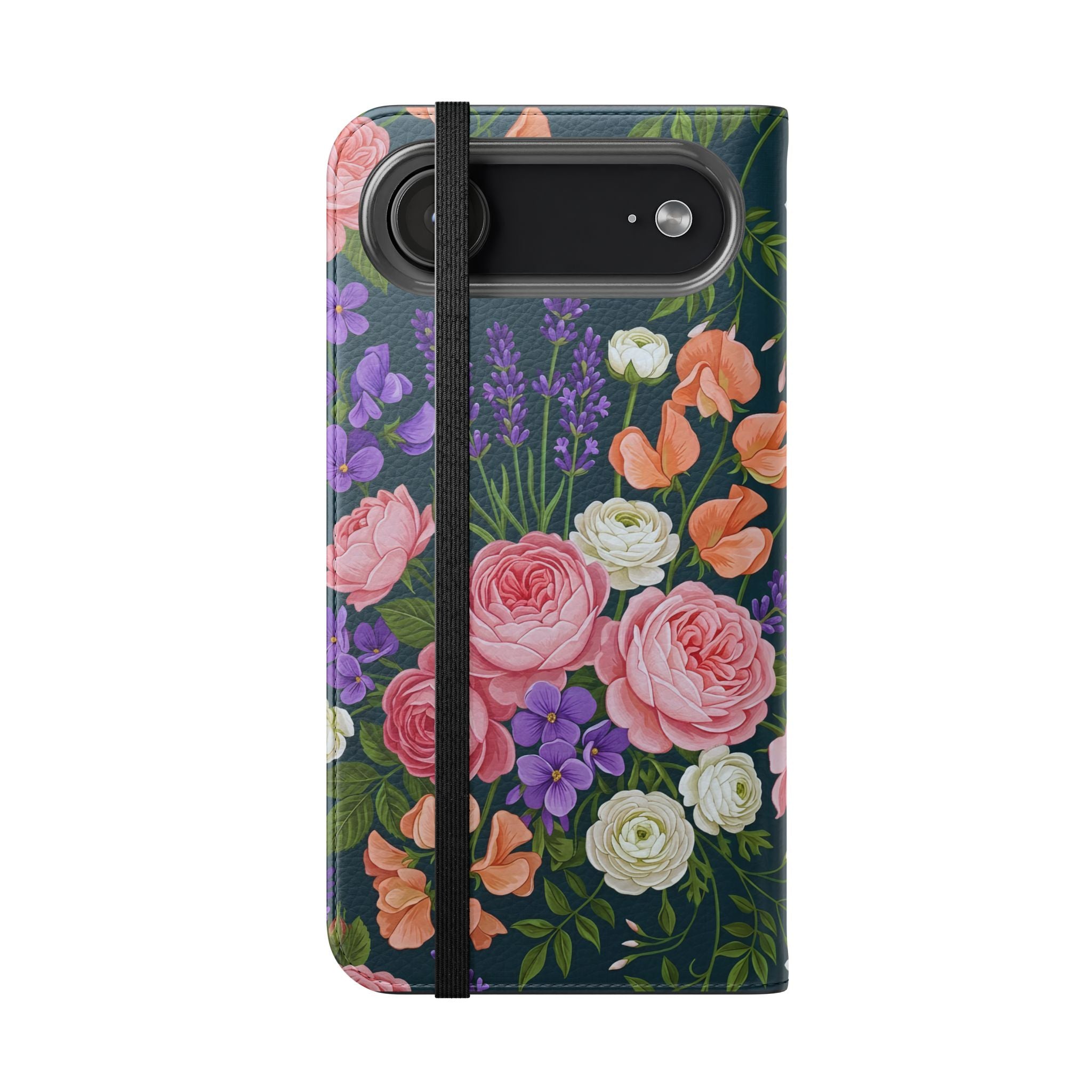 Floral Flip Phone Case -Wallet Cover with Card Slots