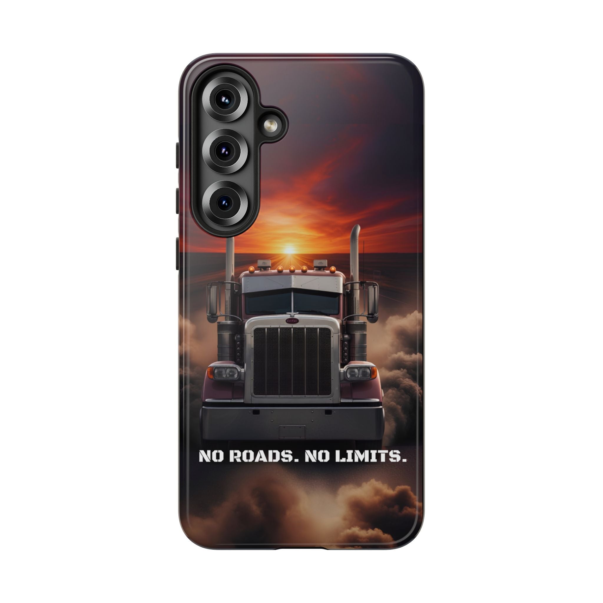 Truck Phone Case — "No Roads. No Limits." Sunset Semi Truck Protective Case