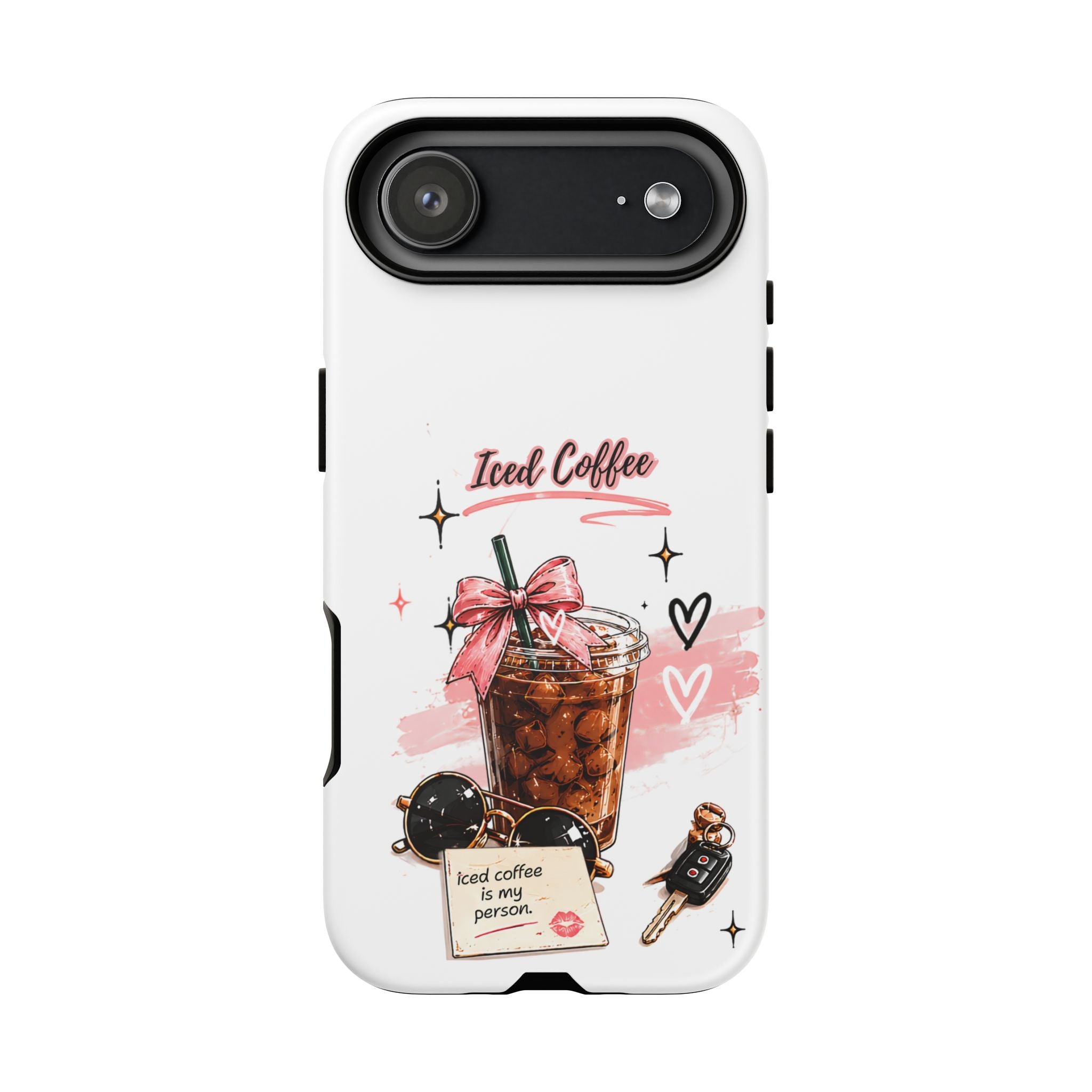 Iced Coffee Phone Case – Cute Pink Boba Design ("Iced coffee is my person")