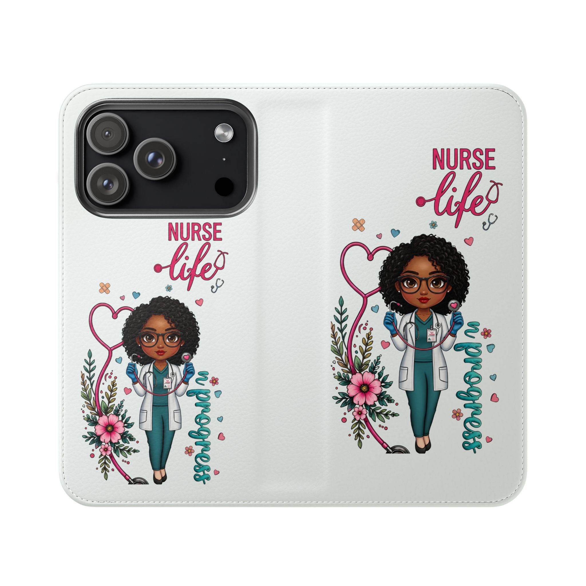 Nurse Life Floral Flip Phone Case - Medical RN Wallet Cover
