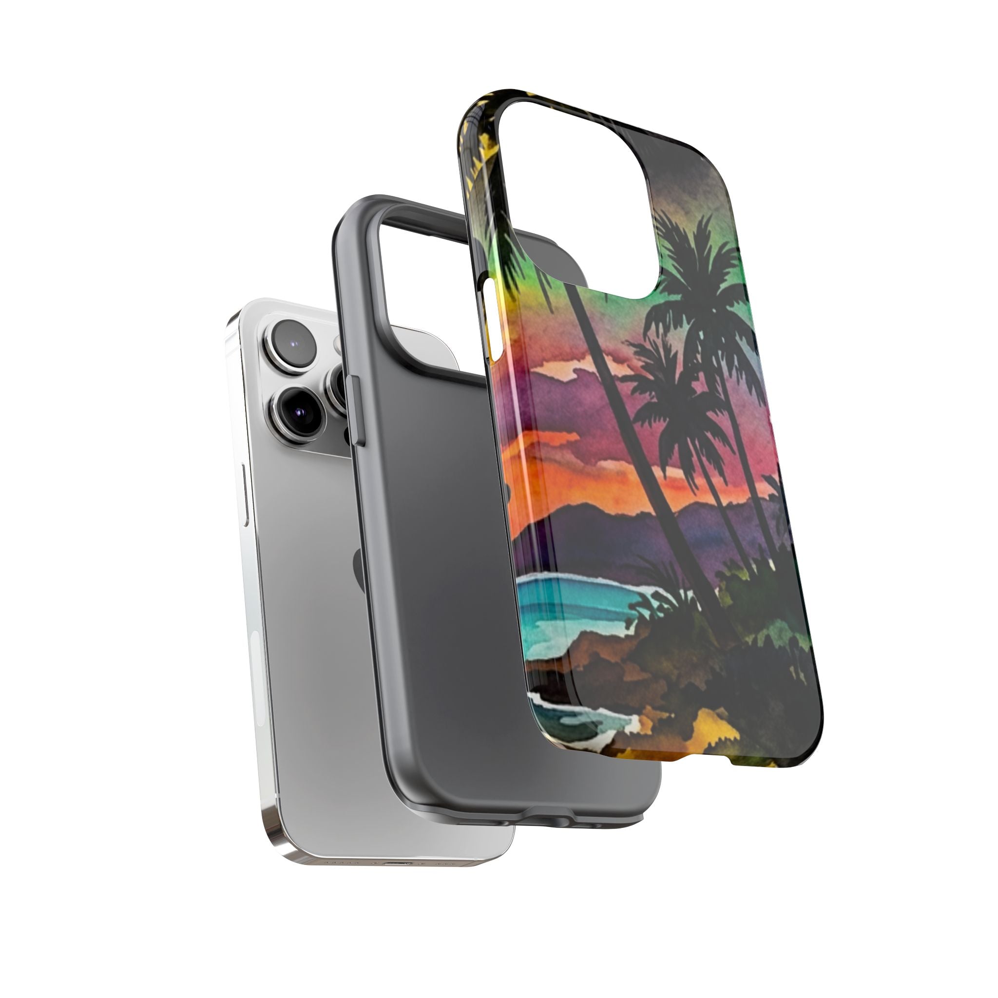 Tropical Sunset Phone Case – Palm Tree Beach Protective Cover
